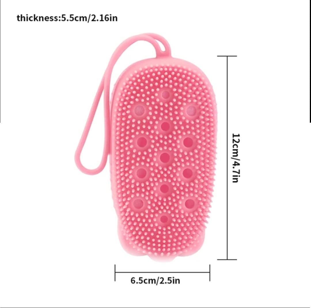 Premium Silicone Double-Sided Body Scrubber & Exfoliating Bath Brush for Women & Men - Deep Cleaning Massage Sponge for Shower & Bath - Creates Rich Bubbles - Ideal for Exfoliation & Relaxation (Pink) - Perfect for Spa Days & Self-Care Routines