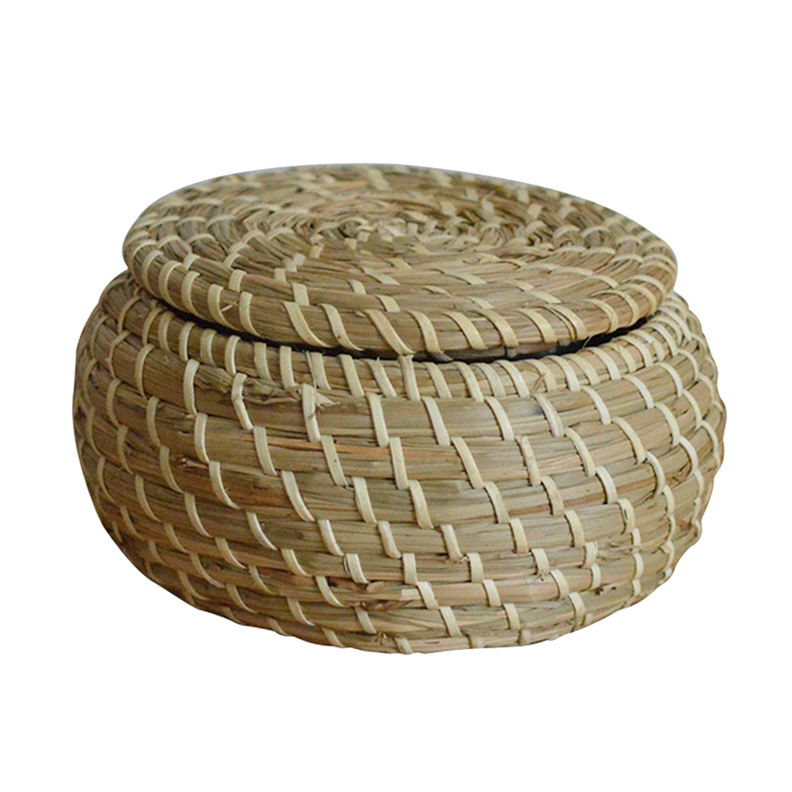 Fenteer Handmade Wicker Storage Baskets with Lids - Rattan Weave Organizer Bins for Home Decor, Bathroom, Bedroom & Tabletop - Perfect for Organizing Fruits, Snacks & Small Items (Set of 3, Round) | Stylish & Functional Home Storage Solution