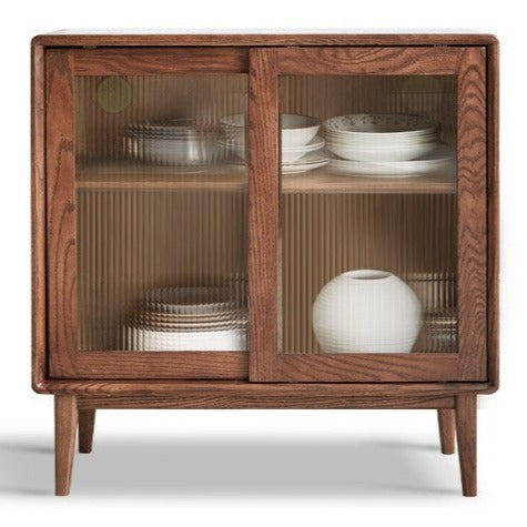 Solid Oak Wood Sideboard Buffet Cabinet - Rustic Farmhouse Dining Room Storage for Dishes, Linens & Entertaining Essentials