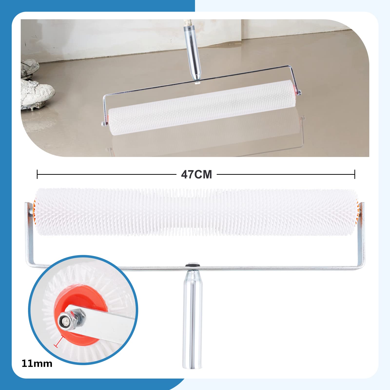 MXBAOHENG Self-Leveling Cement Tool Kit - Stainless Steel Spike Roller, Spiked Shoes & Scraper for Perfect Concrete Floors | DIY Floor Leveling & Construction Tools for Home Renovation Projects