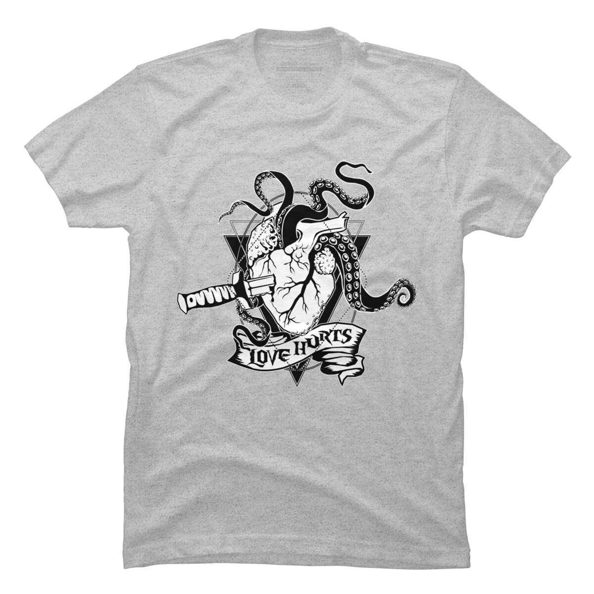 Design By Humans Men's Valentine's Day Love Hurts The Monster Heart Graphic T-Shirt - Funny Couples Gift for Him, Date Night Outfit, Anniversary Present