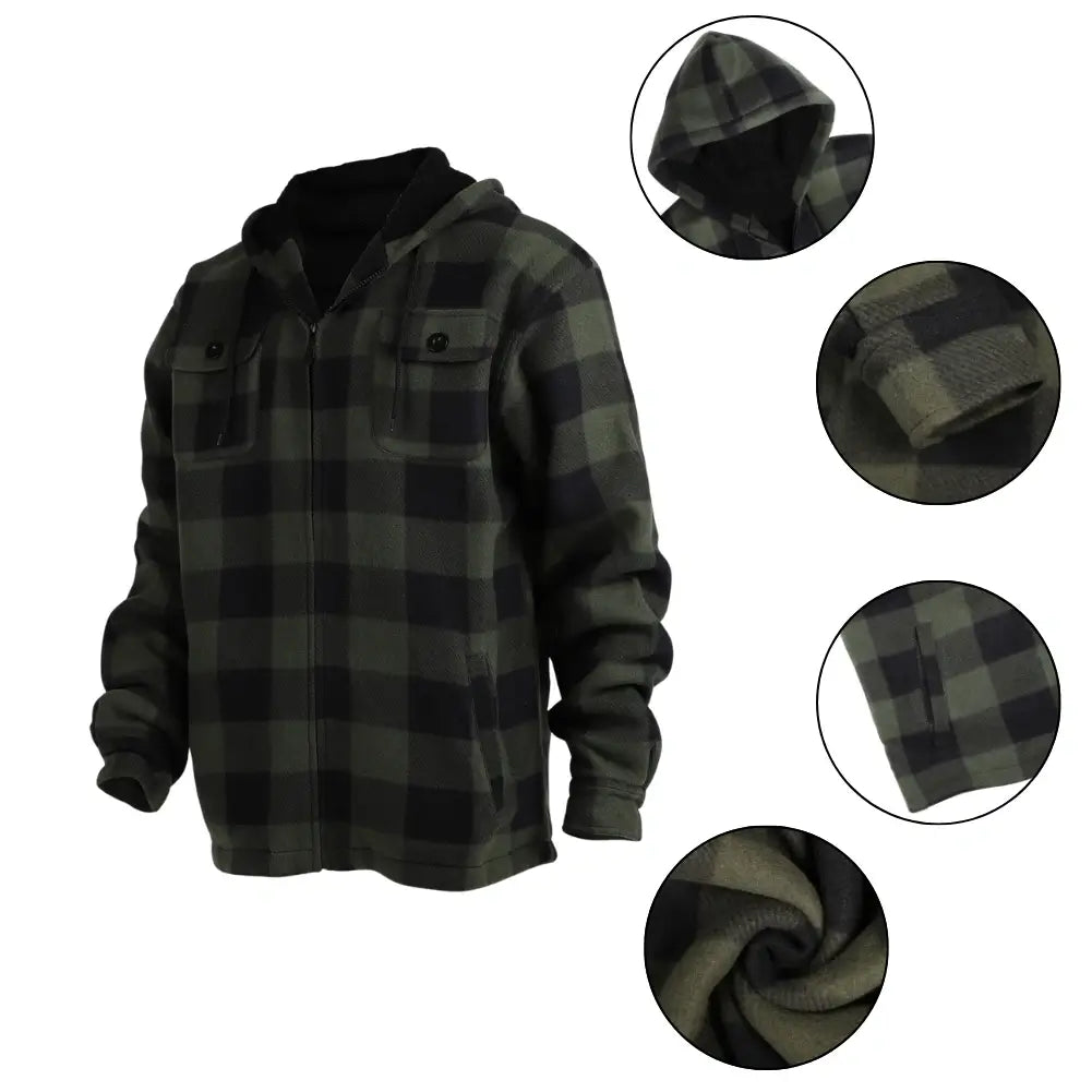 Men's Plaid Sherpa Lined Jacket - Warm Winter Flannel Shirt Jacket for Outdoor Activities & Casual Wear