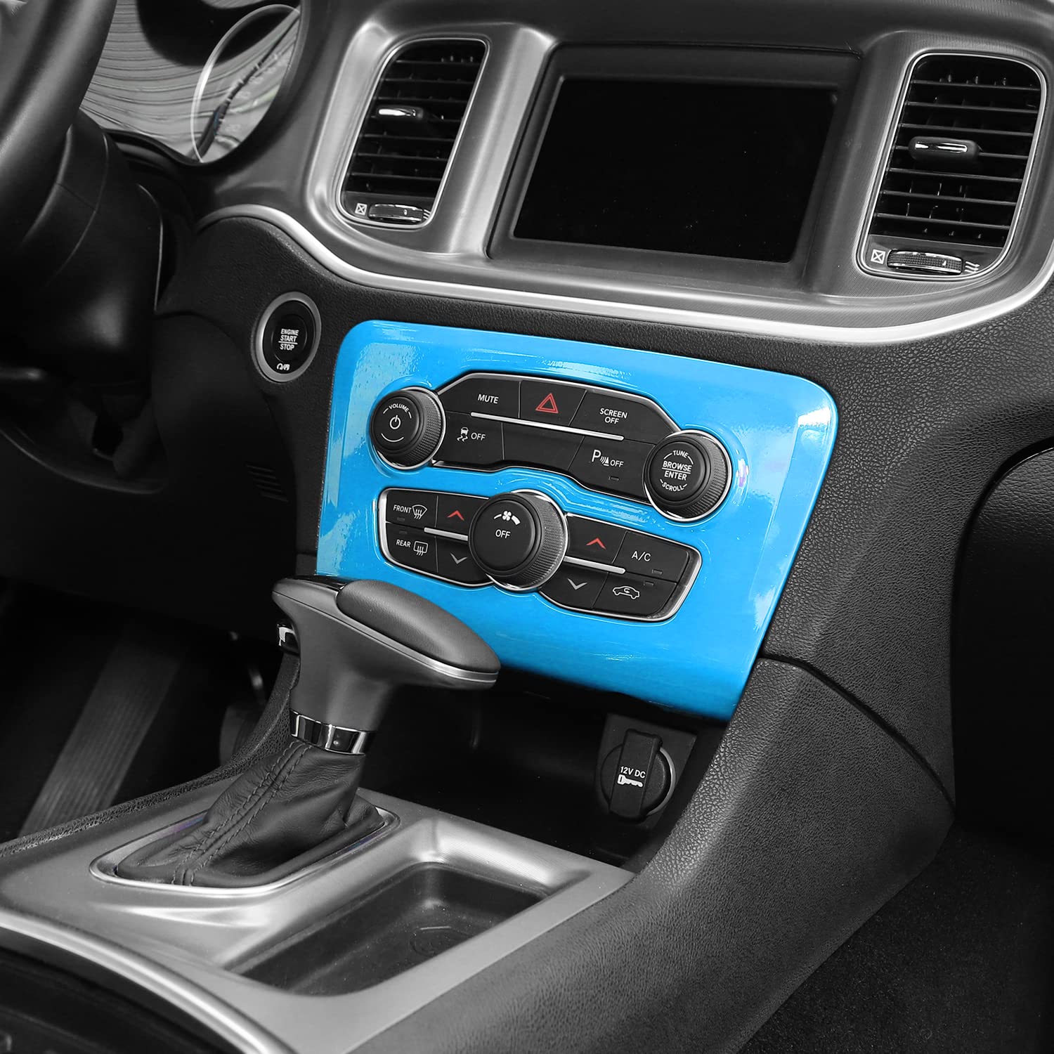 2015-2025 Dodge Charger Radio AC CD Switch Panel Trim - ABS Light Blue Center Console Accessory | Perfect for Car Interior Upgrades & Customization