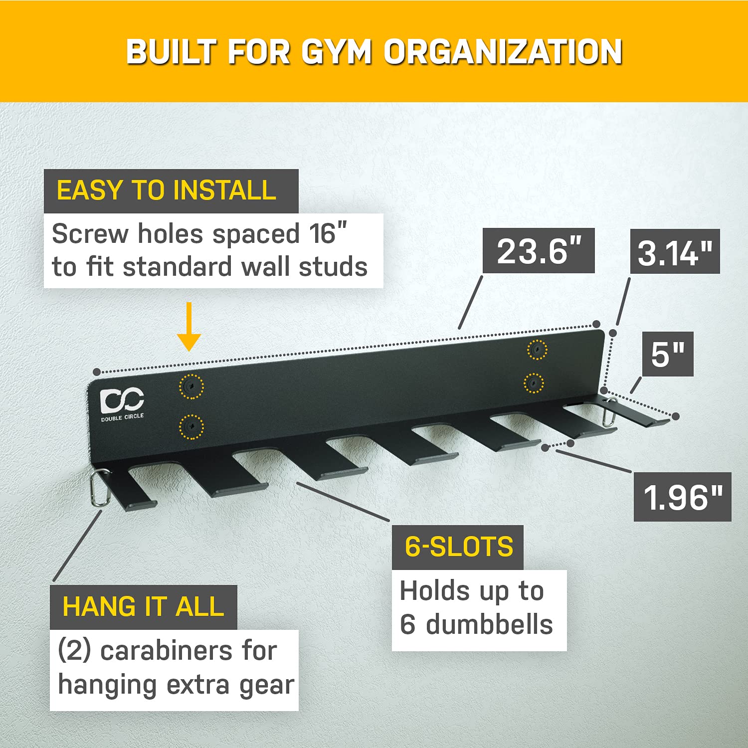 Double Circle Gym Rack Organizer - Wall Mounted Multi-Purpose Workout Gear Storage for Exercise Bands, Jump Ropes, Chains & Lifting Belts - Perfect for Home & Professional Gym Organization