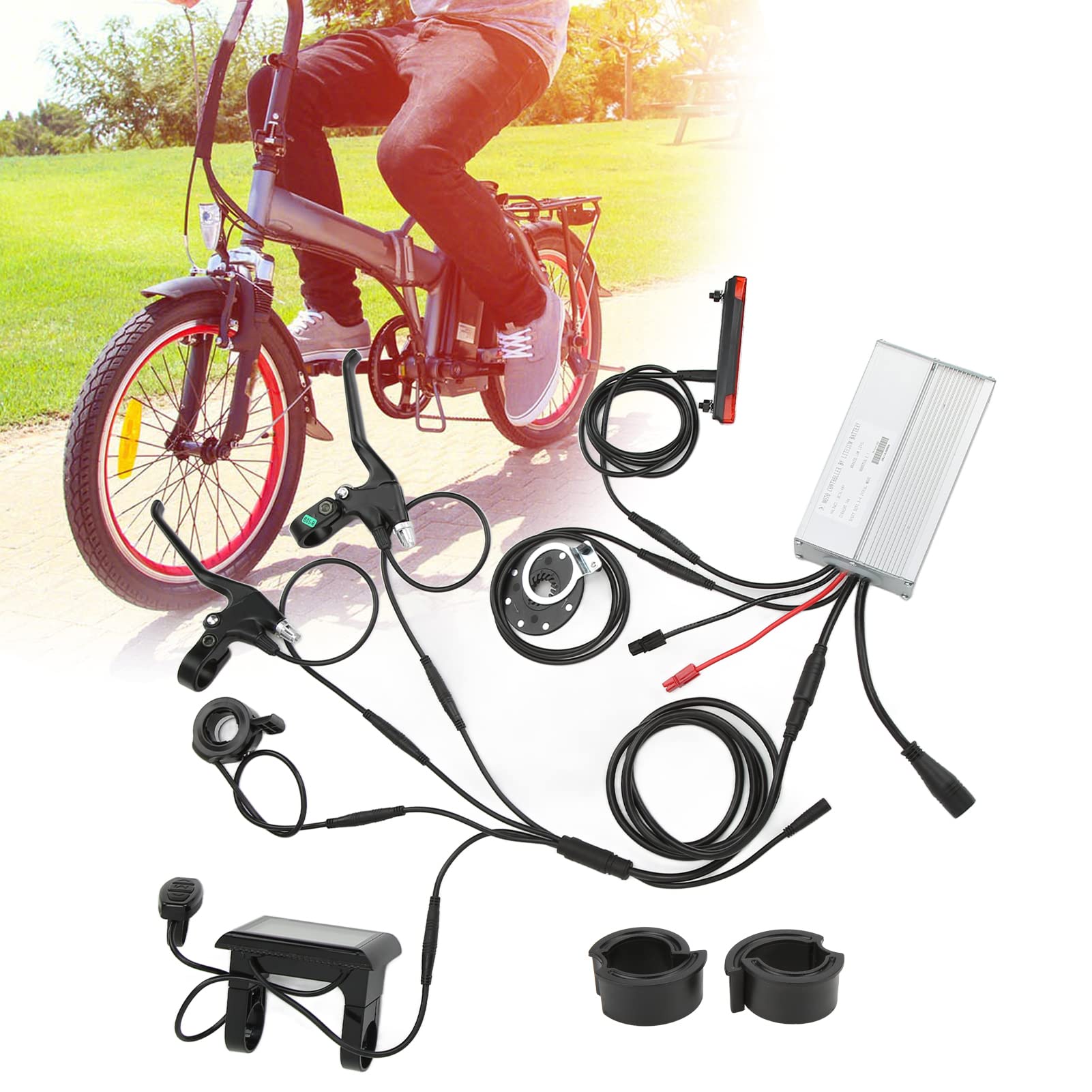 36V/48V 30A 1000W Electric Bike Motor Controller Kit with S900 LCD Display, Pedal Assist Sensor, Brake Handle & Tail Light - Perfect for E-Bike Conversion, DIY Electric Scooters & Bicycle Upgrades