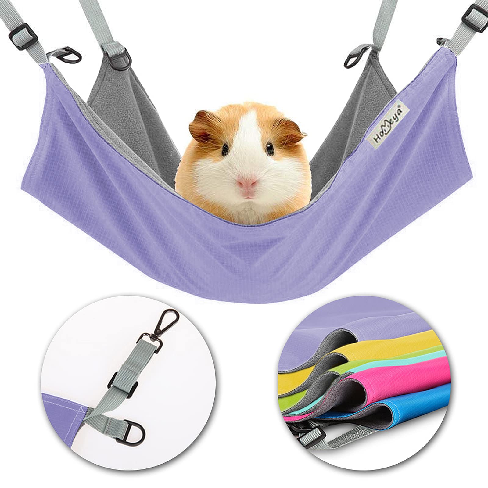 Cozy Hanging Hammock Bed for Small Pets - Guinea Pig, Ferret, Cat, Rat, Chinchilla, Hamster, Rabbit | Soft Cage Accessory for Play & Rest | Perfect for Cages, Playpens & Indoor Use (Purple)