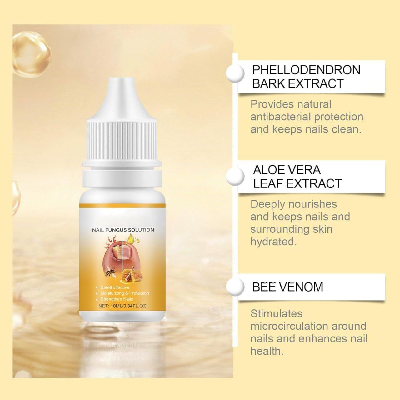 RIDOY Bee Venom Nail Soothing Solution & Serum for Nail Growth & Repair - Treats Thick, Broken & Discolored Nails, Restores Healthy Nails - Perfect for Manicures, Pedicures & Nail Care Routines