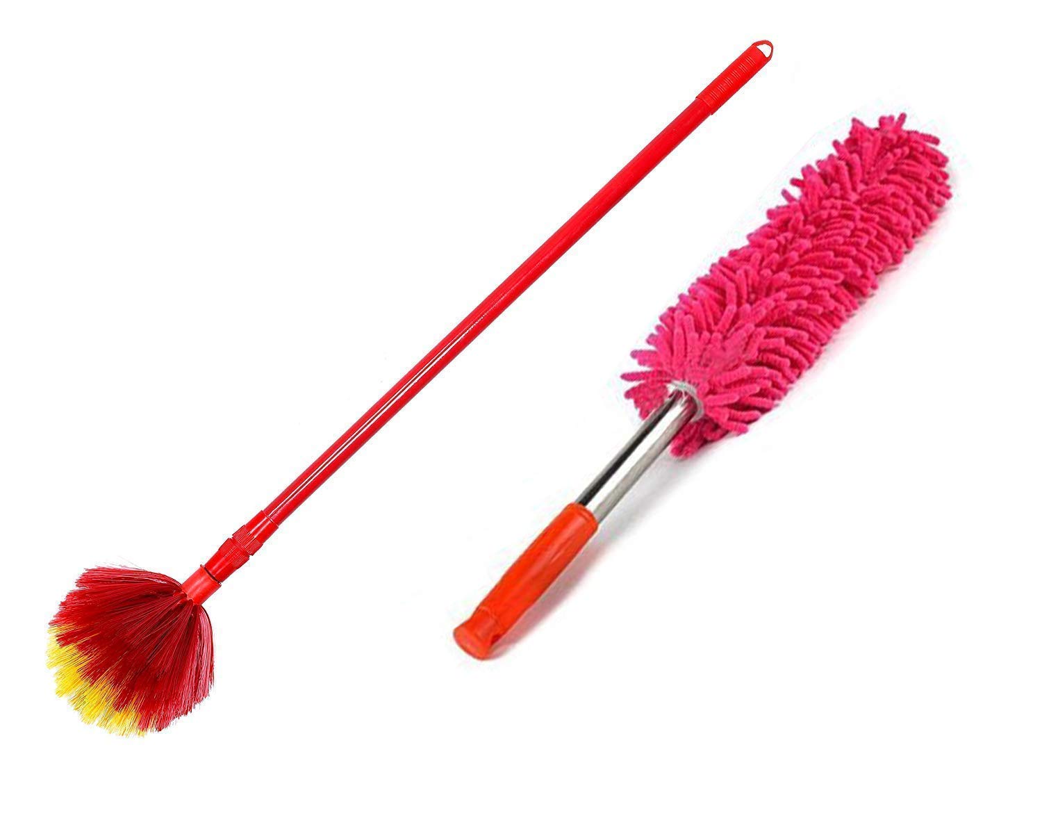 Improvhome Round Jaala Cobweb Cleaning Broom - Extendable Telescopic Microfiber Duster with Wall Hanging Handle | Multi-Purpose Dusting Tool for Ceiling Fans, High Walls & Hard-to-Reach Areas | Perfect for Home, Office & Car Cleaning