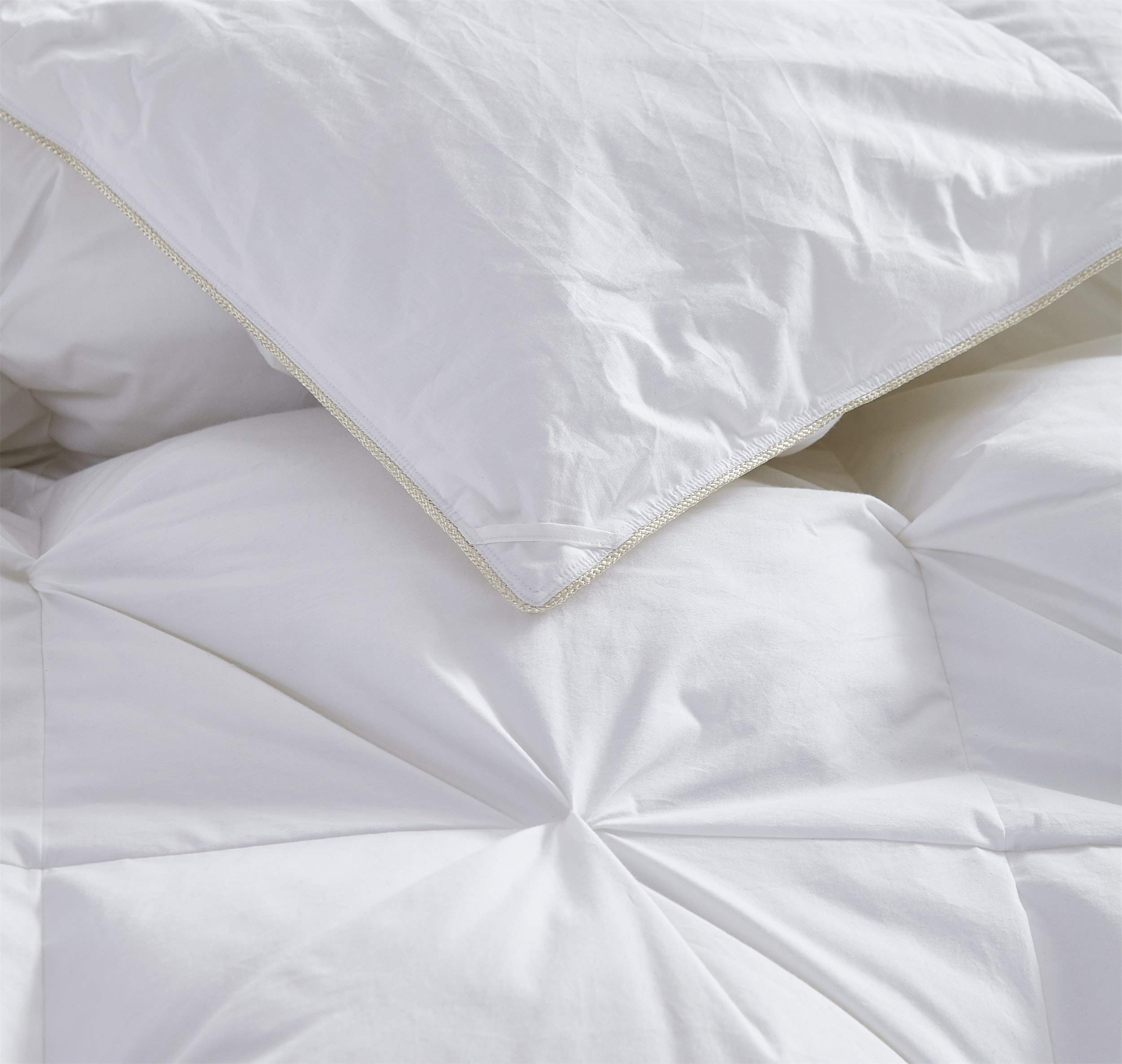 Premium Twin Size Goose Down Alternative Comforter - Hypoallergenic & Breathable 55 oz Fill, 100% Cotton Shell, Pinch Pleat Design - Ideal for All-Season Bedding, Guest Rooms & Cozy Nights (White, Twin)