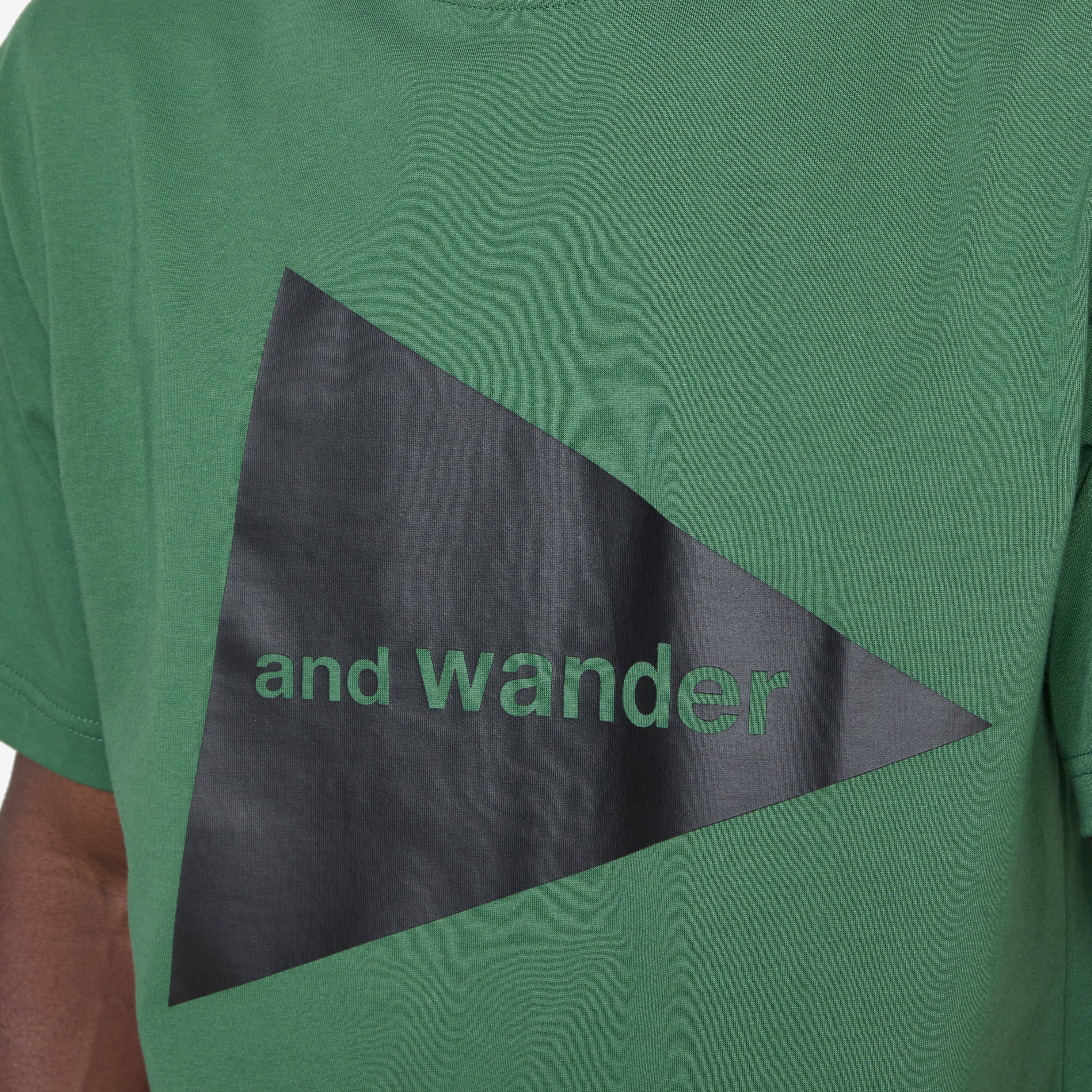 and wander Big Logo T-Shirt for Men - Green Cotton Casual Tee for Outdoor Adventures & Streetwear Fashion
