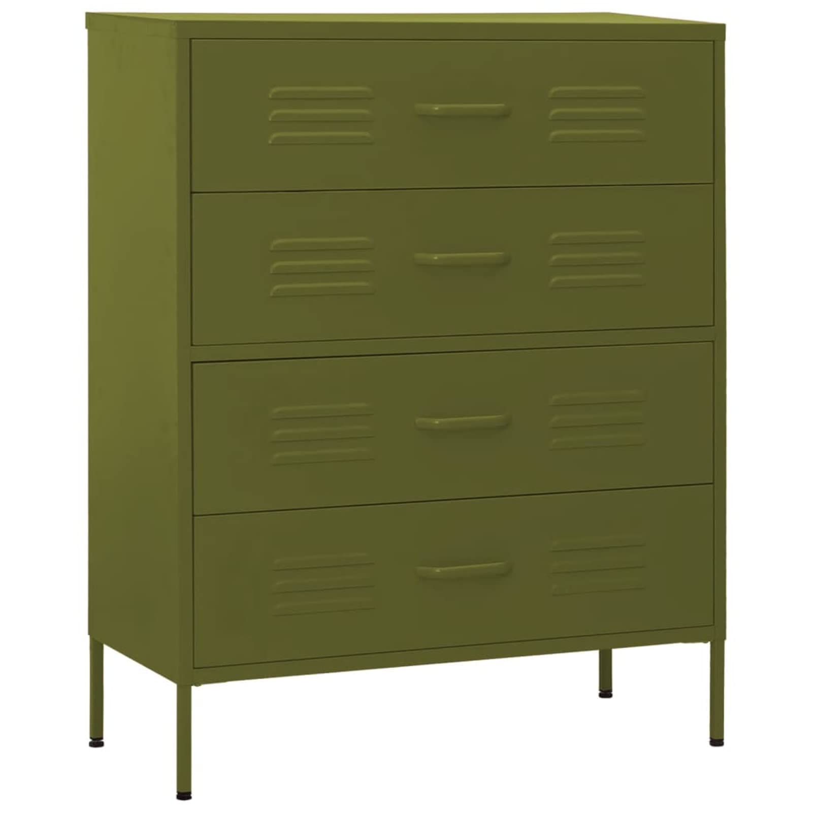 Festnight 5-Drawer Tall Dresser Cabinet - Olive Green Steel Storage Organizer for Bedroom & Living Room (31.5