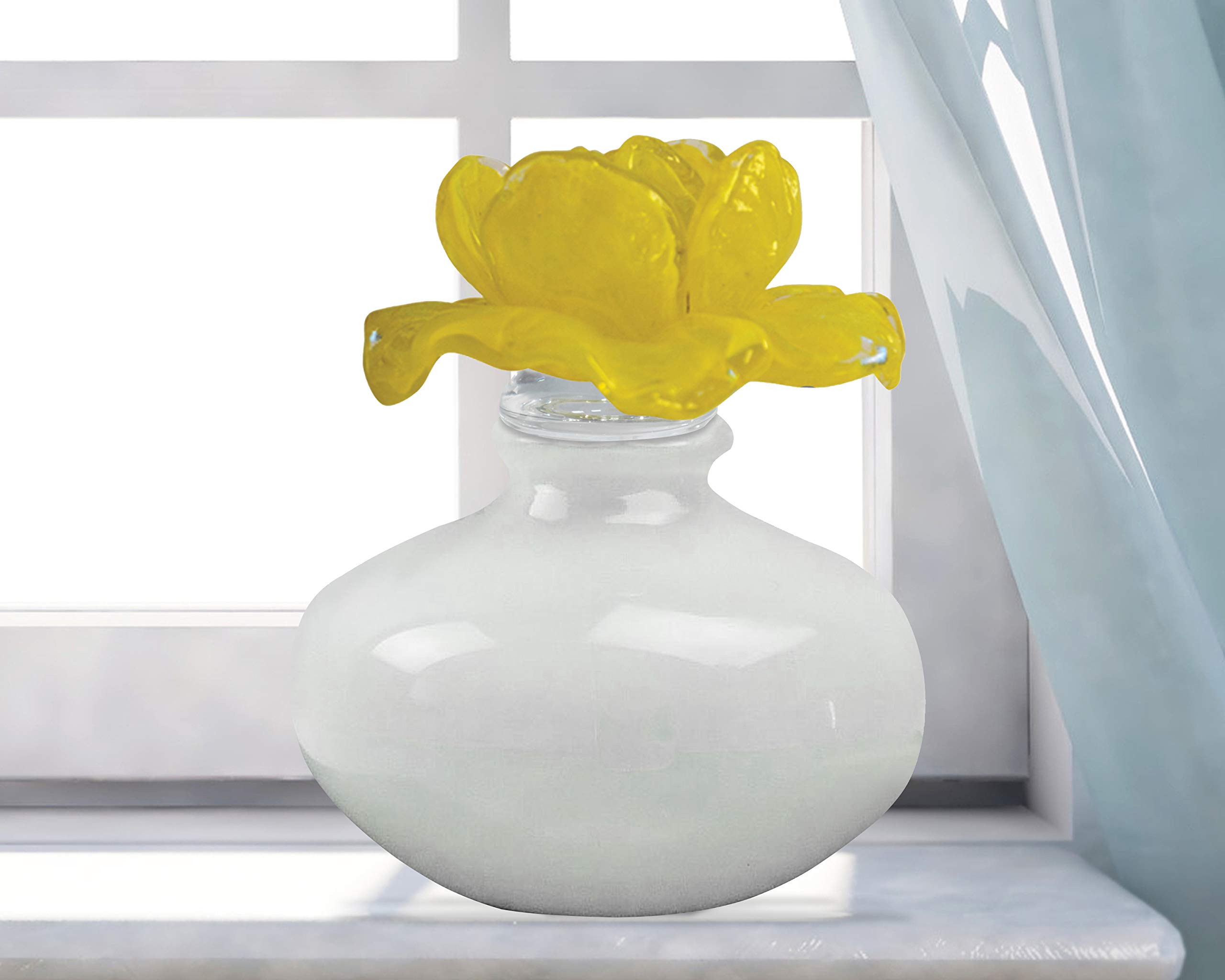 Dale Tiffany AV15156 Hand Blown Art Glass Perfume Bottle - Yellow Rose Design | Elegant Home Decor & Luxury Gift for Women, Perfect for Vanity Table, Bathroom Display or Wedding Present