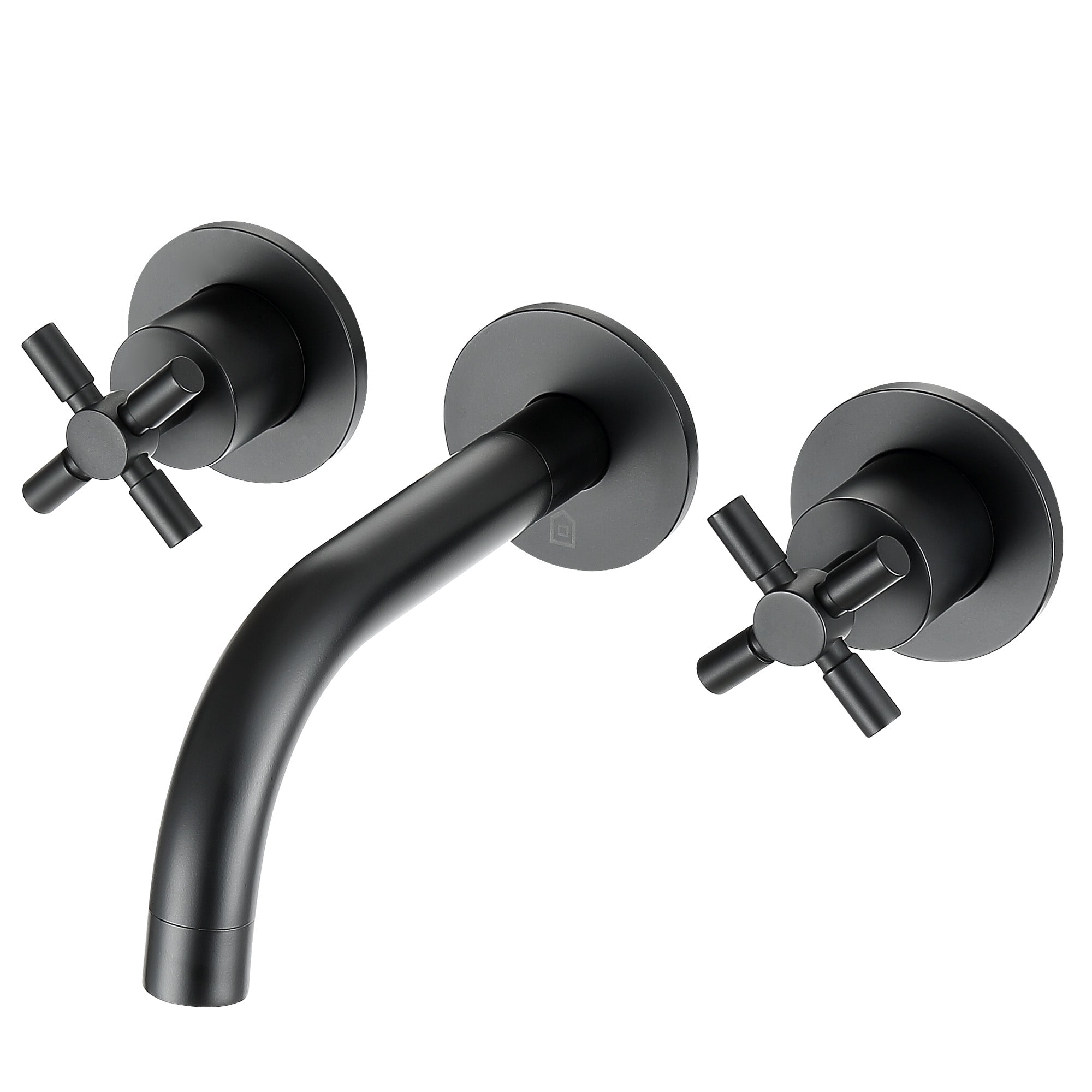 Ancona Prima Matte Black Two Handle Wall Mounted Bathroom Faucet - Modern Waterfall Spout for Bathroom Sink, Vanity, Powder Room & Guest Bath Installation