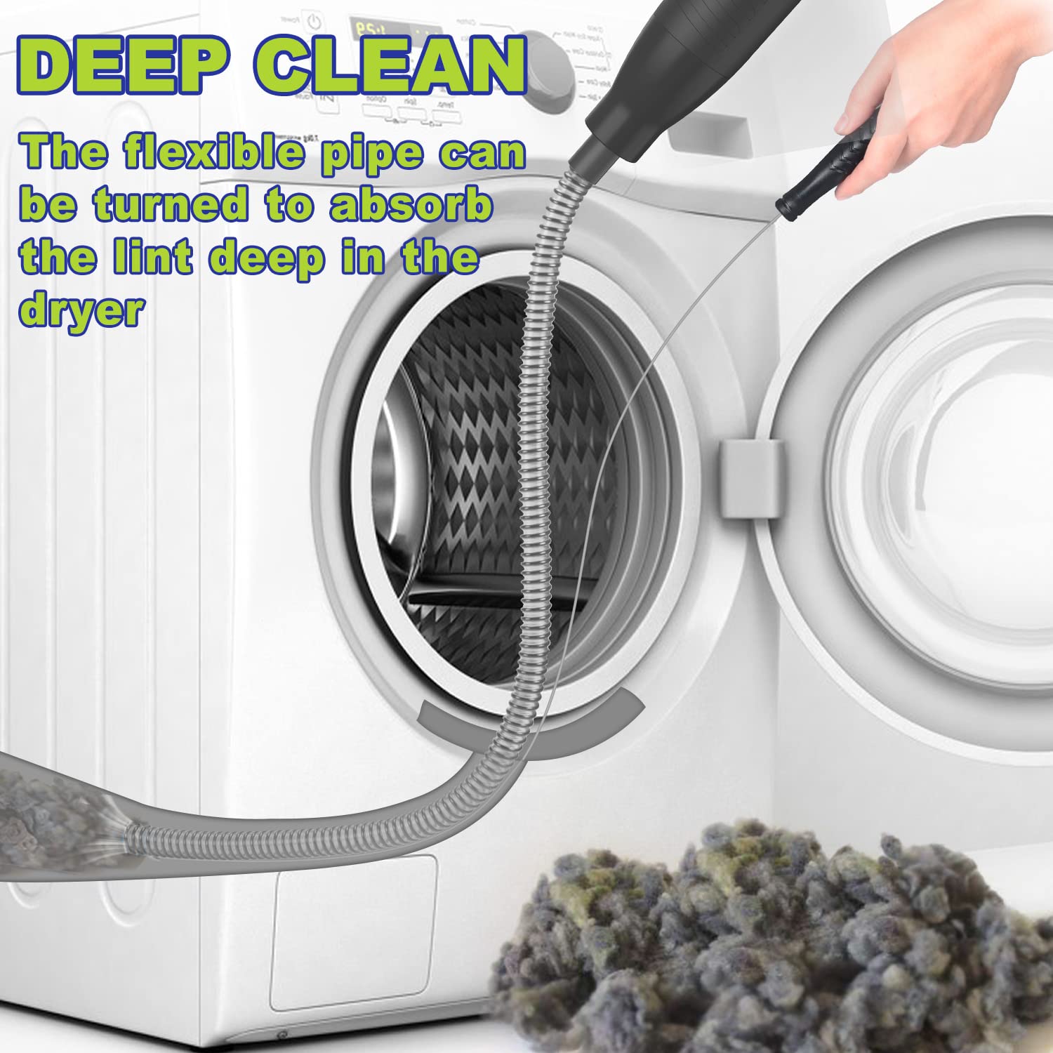 Sealegend Dryer Vent Cleaning Kit with Flexible Guide Wire, Vacuum Hose & Lint Remover Brush - Black | Prevent Fire Hazards & Improve Dryer Efficiency for Home Laundry Rooms