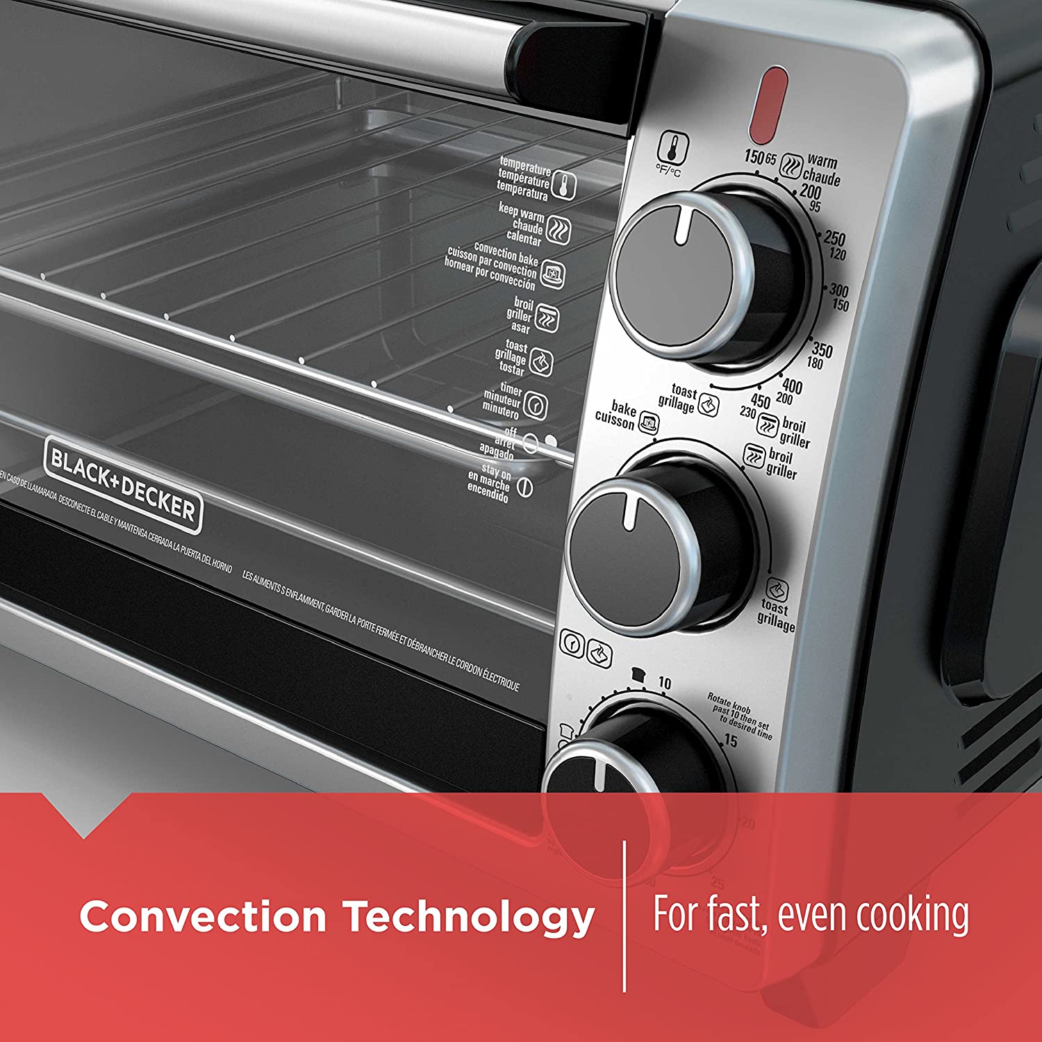 BLACK + DECKER TO1950SBDG3 Convection Countertop Oven - Factory Certified with Full Warranty - Perfect for Baking, Roasting & Toasting in Small Kitchens