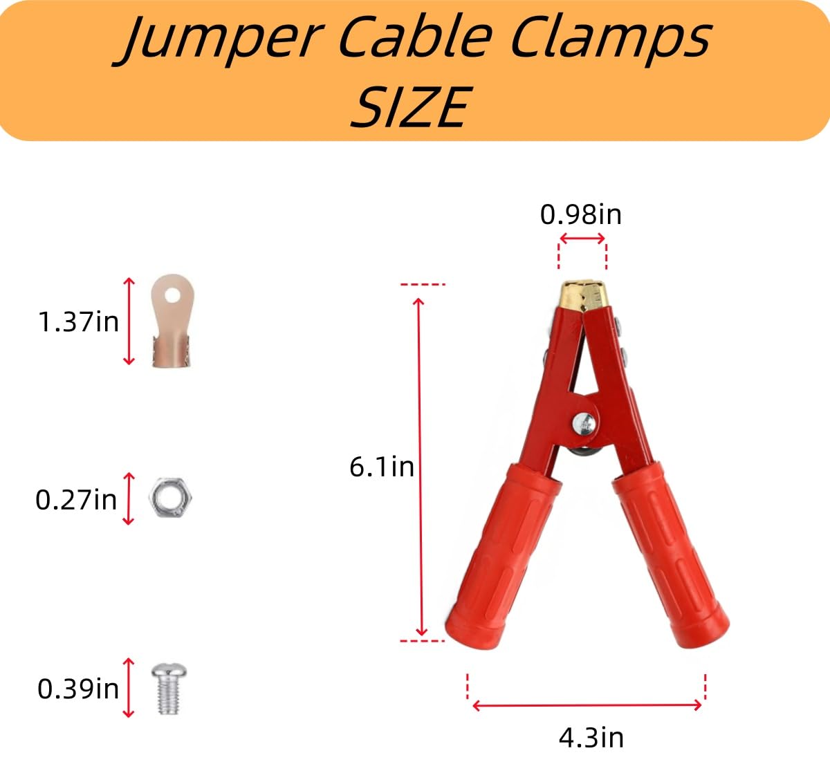 4Pcs Heavy Duty Pure Copper Alligator Clips - 12V 500-1000A Jumper Cable Clamps for Car & Boat Battery Charging - Durable Crocodile Clips for Jump Starting Vehicles in Emergency Situations