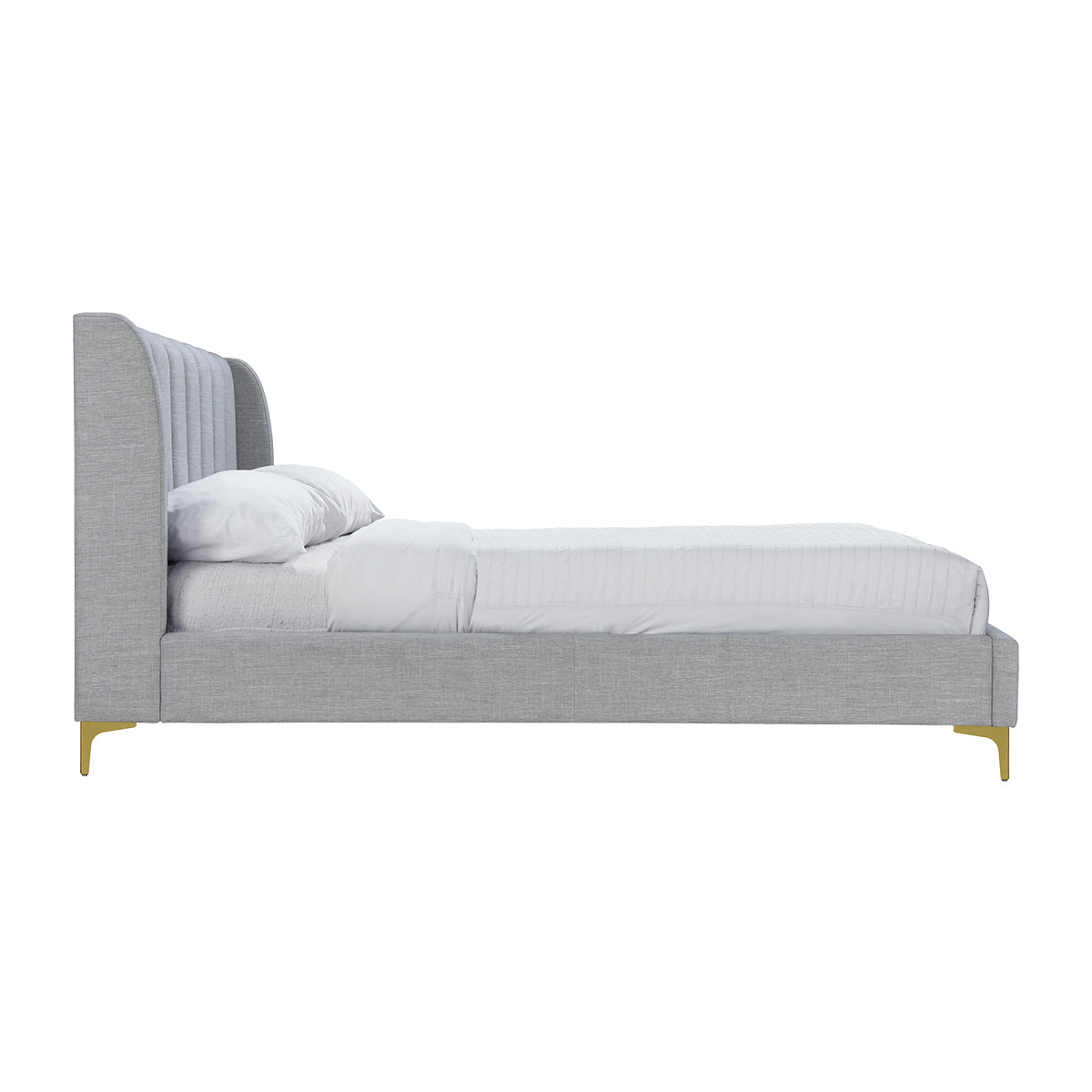 Premium Georgia Fabric King Size Bed Frame - Luxurious Upholstered Headboard & Sturdy Metal Frame for Master Bedroom & Guest Room Decor
