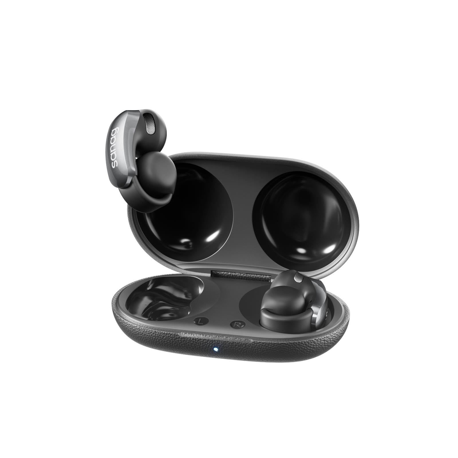 Sanag Open Ear Clip-On Earbuds - Wireless Bluetooth Headphones with Spatial Audio, Comfortable Secure Fit for Running, Cycling & Workouts - Black