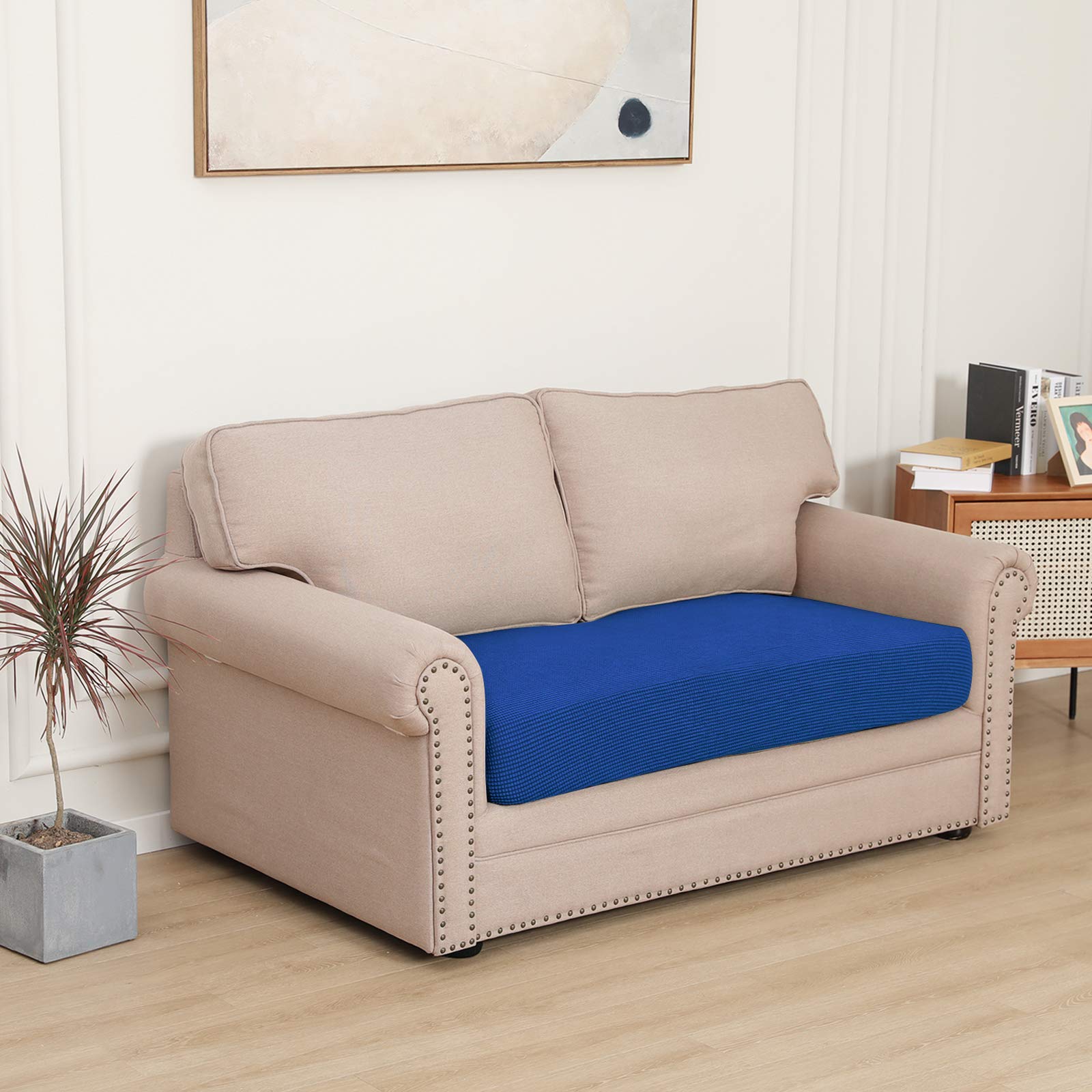 Stretch Loveseat Cushion Cover - Soft Elastic Sofa Slipcover Protector for Furniture (Classic Blue) | Perfect for Living Room, Bedroom & Home Decor