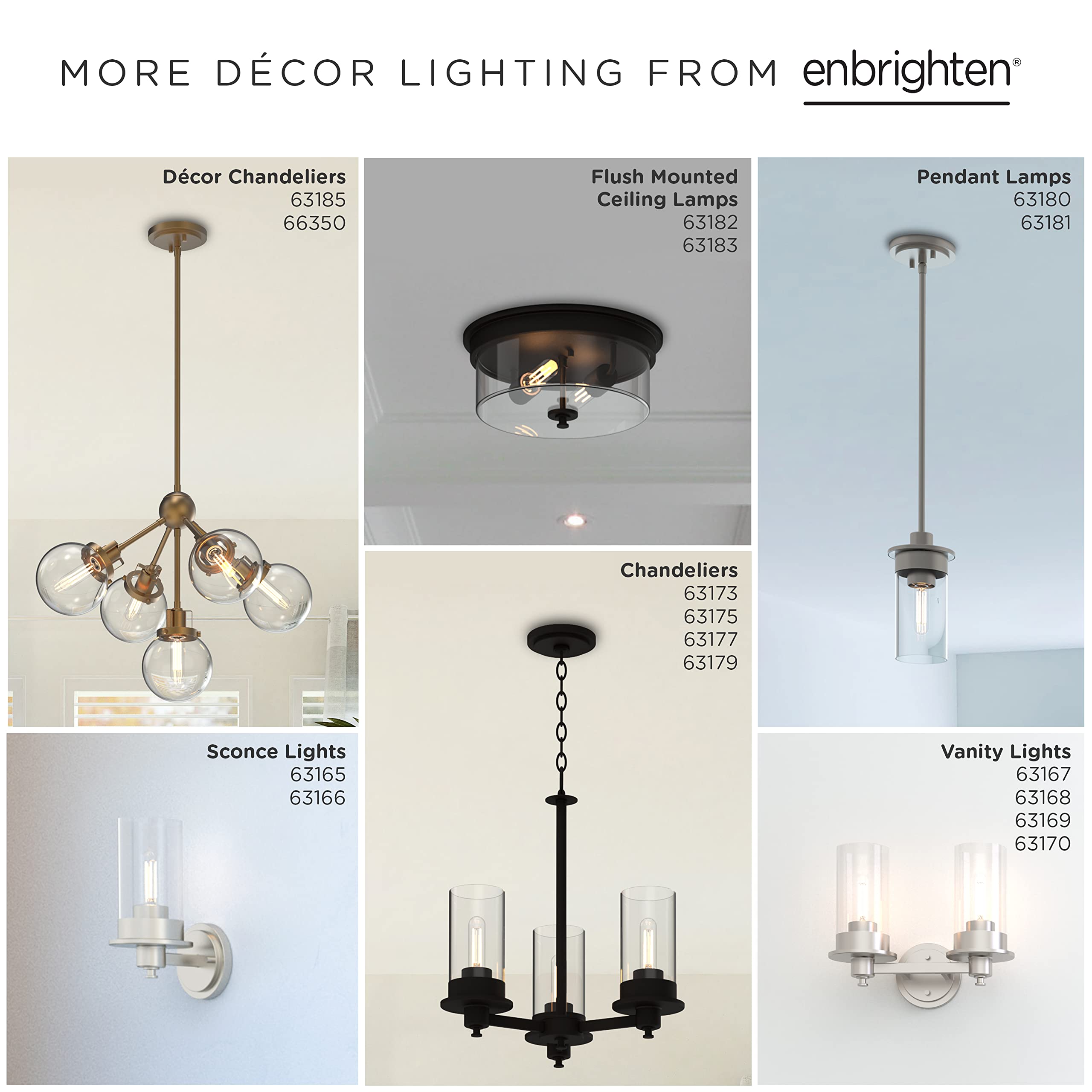 ENBRIGHTEN 5-Light Farmhouse Chandelier - Black LED Dining Room Light Fixture for Kitchen, Living Room & Bedroom | Modern Rustic Ceiling Lighting for Home Decor