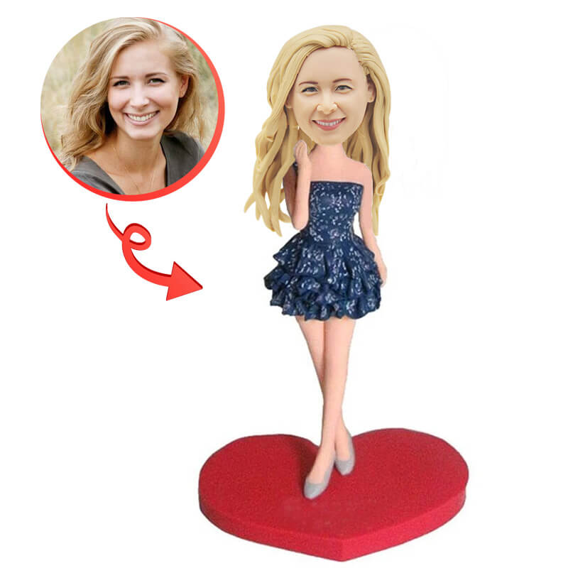 Custom Cute Short Skirt Girl Bobblehead - Unique Personalized Collectible Doll for Kids & Adults - Perfect for Birthday Gifts, Party Favors, and Desk Decorations