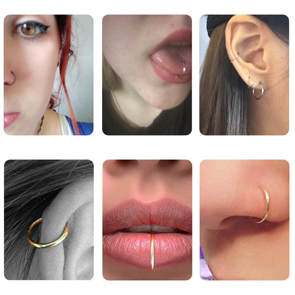 OreilleStar Hypoallergenic Surgical Steel & Titanium Nose Rings - Septum Hoops for Women in Gold, Silver & Black | Cute Stainless Steel Nose Jewelry for Everyday Wear & Special Occasions