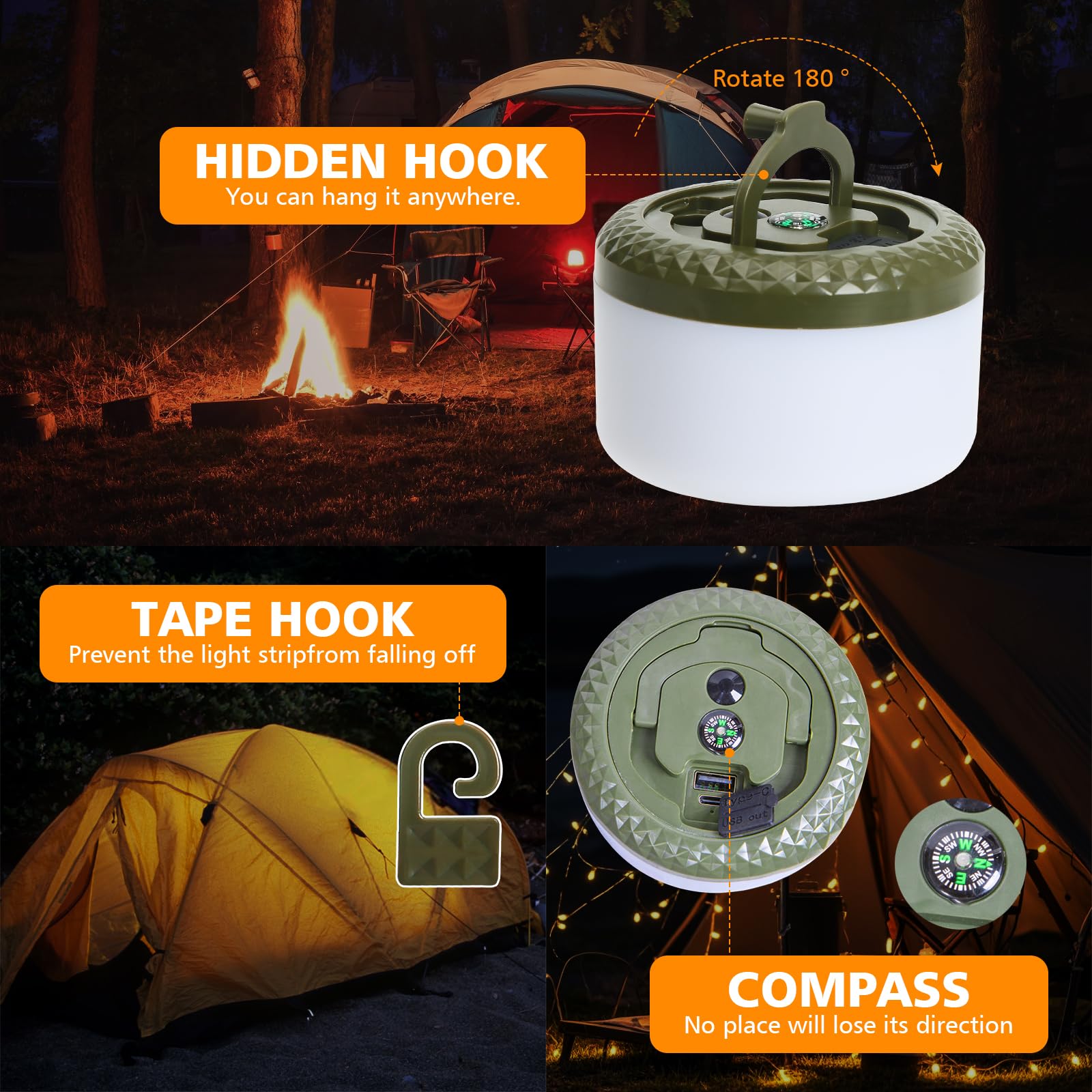 2-in-1 Waterproof Camping String Lights - 32.8FT with 8 Modes for Outdoor, Party & Christmas Decor