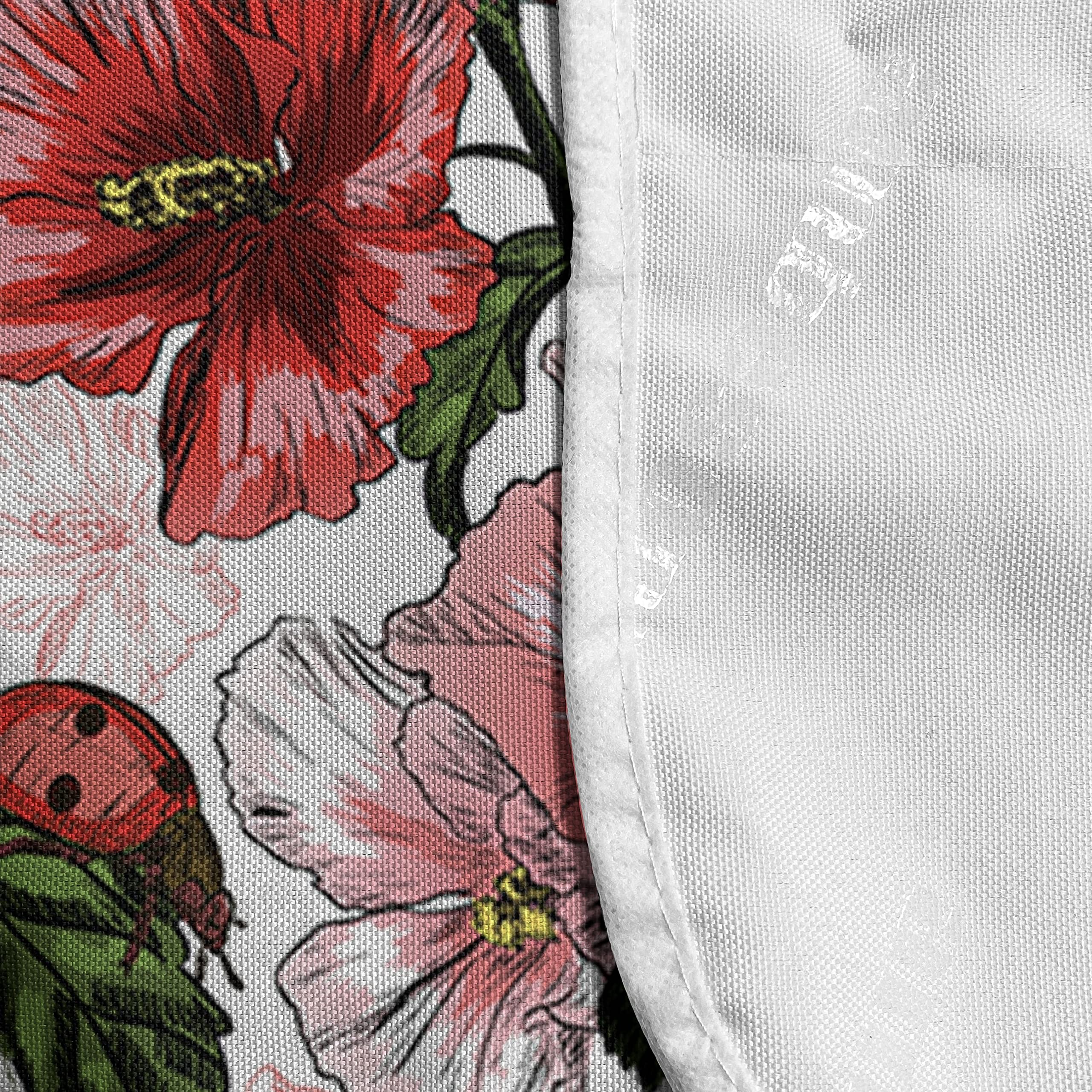 Ambesonne Ladybugs Microwave Cover - Waterproof Kitchen Organizer with Pockets, Exotic Hibiscus Flowers & Botanical Spring Design, 36