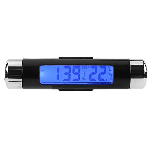 Qiilu 2-in-1 Car Clock & Thermometer - Digital LED Backlight Display with Wired Power for Vehicles - Perfect for Road Trips, Commuting & Temperature Monitoring