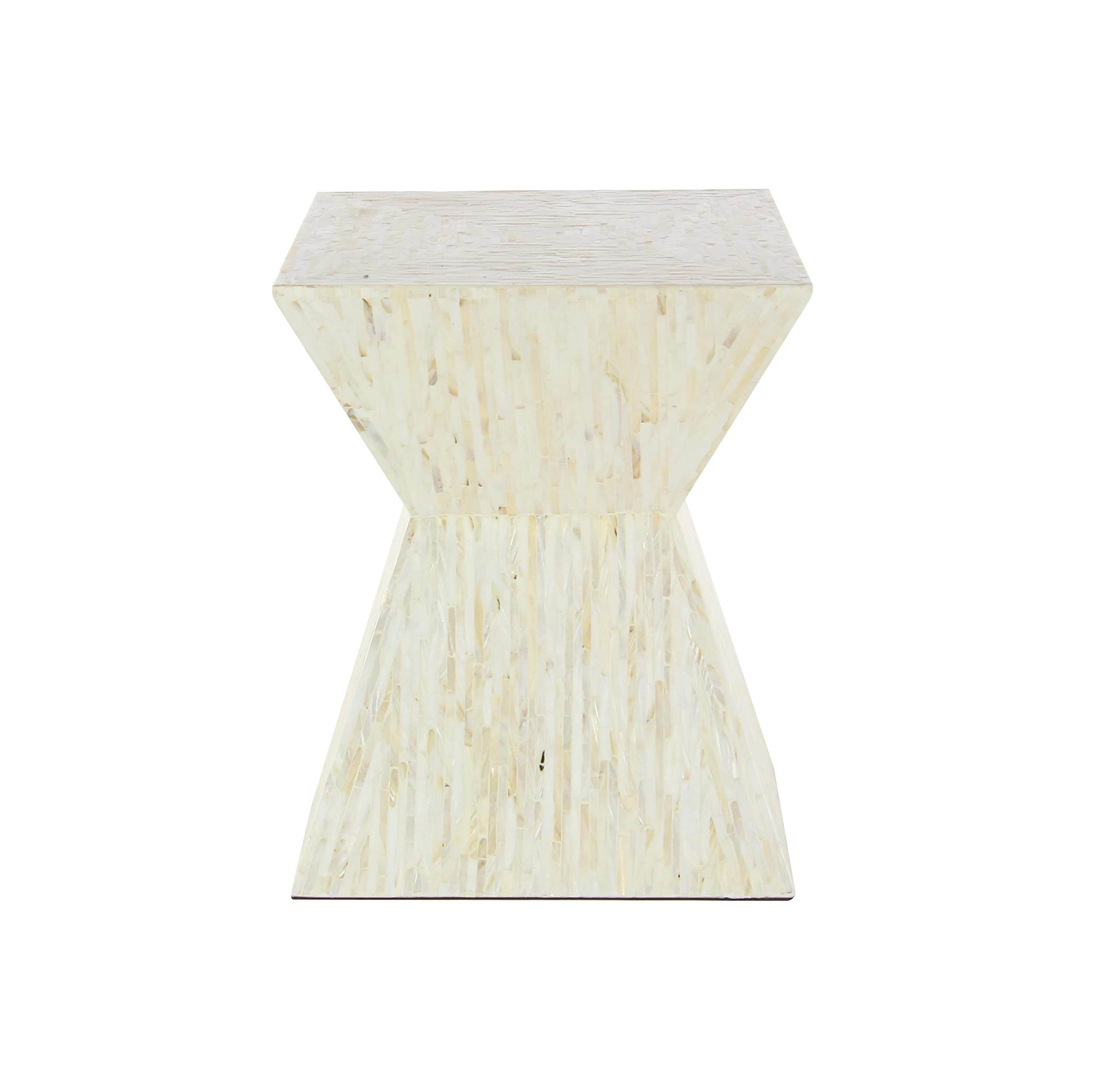 Deco 79 Handmade Mother of Pearl Shell Hourglass Shaped Accent Table - 16