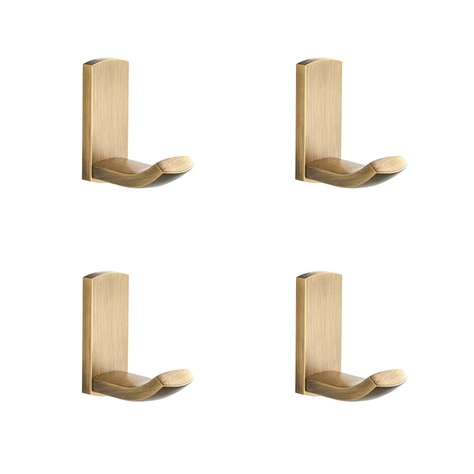 Tesmula GT2-ZJ 4 Pack Vintage Brass Robe Coat Hooks - Wall Mounted Towel Hooks for Bathroom, Kitchen, Garage & Hotel - Gold Home Decor & Bathroom Accessories - Perfect for Hanging Robes, Towels, Coats & Hats