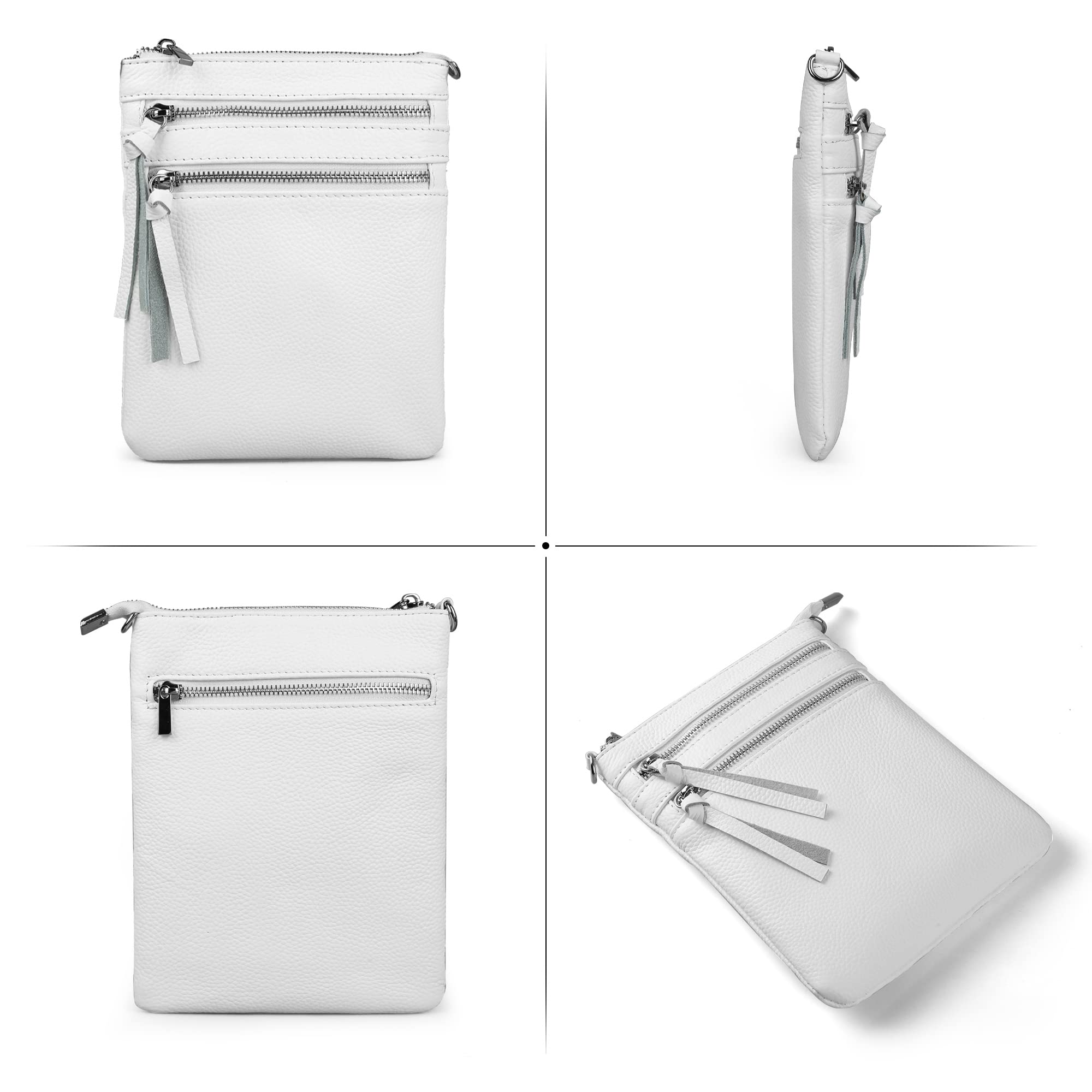 Befen Genuine Leather Crossbody Bag for Women - Stylish Travel Shoulder Purse with Multiple Zipper Pockets - Perfect for Daily Use, Shopping & Travel Accessories