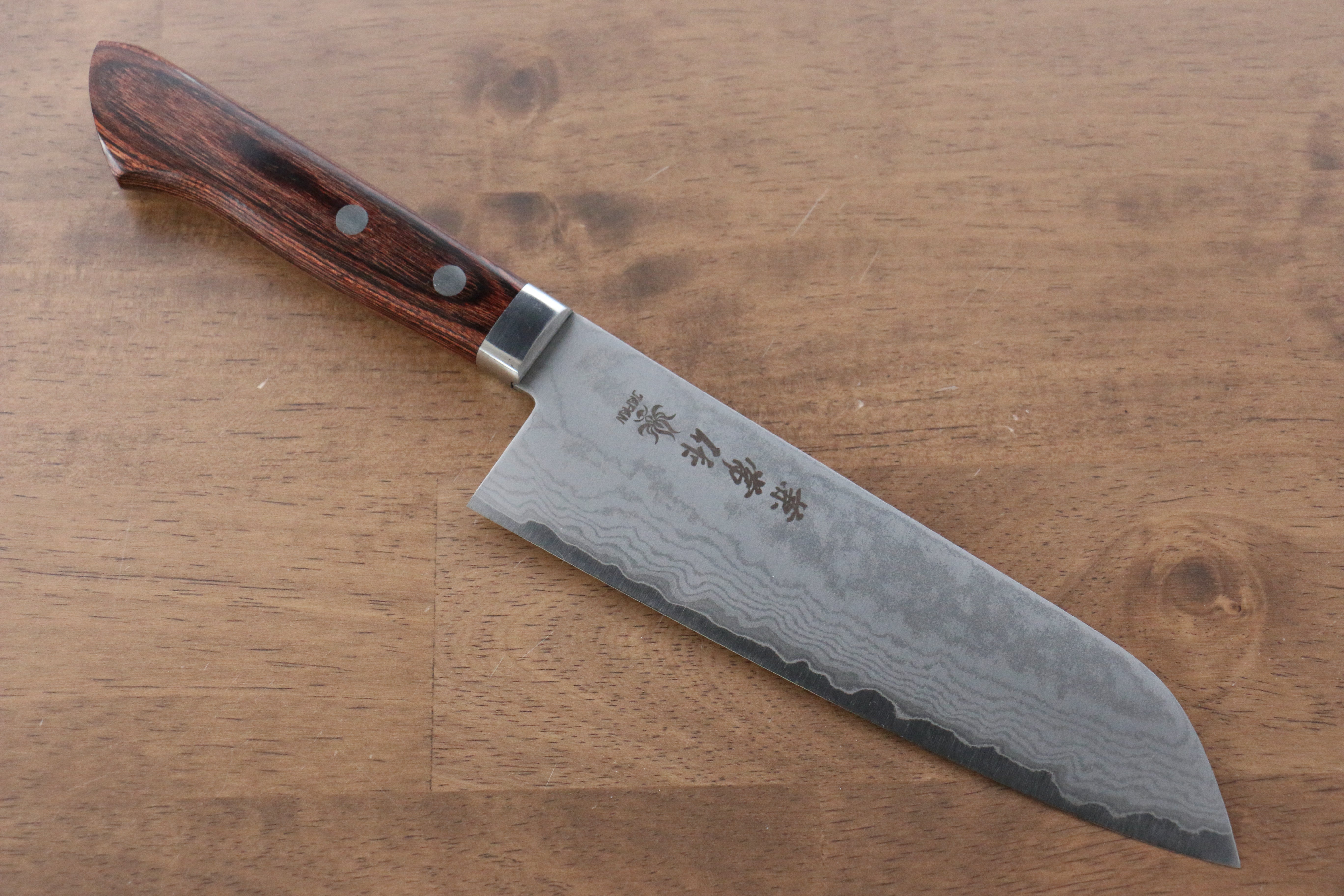 Premium Kanetsune VG1 17-Layer Damascus Steel Santoku Knife 165mm with Mahogany Handle - Perfect for Sushi, Vegetables & Meat Cutting - Professional Japanese Kitchen Knife for Chefs & Home Cooking