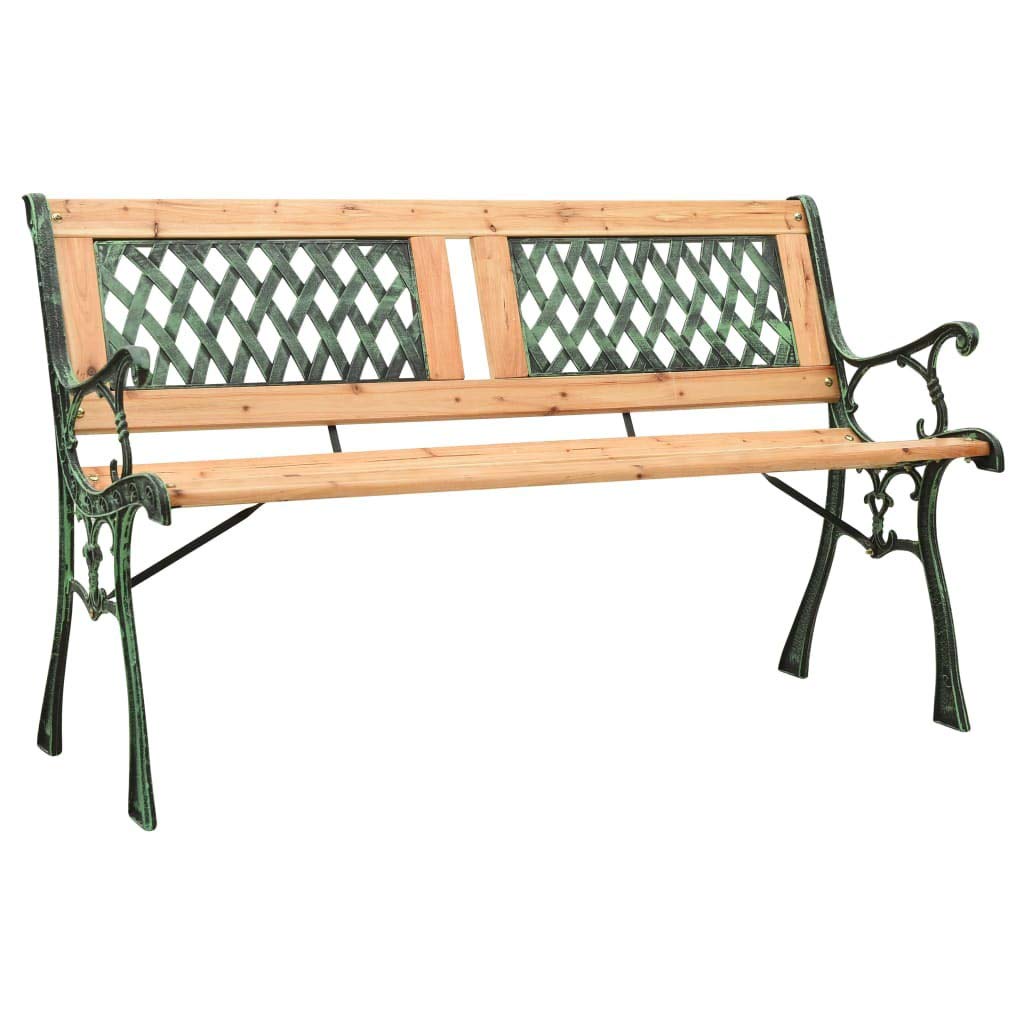 vidaXL Patio Bench with Armrests - Outdoor Garden Bench Chair for Lawn, Porch, Deck & Entryway - Durable Cast Iron & Solid Firwood Construction - Perfect for Relaxing in Gardens, Parks or Outdoor Spaces