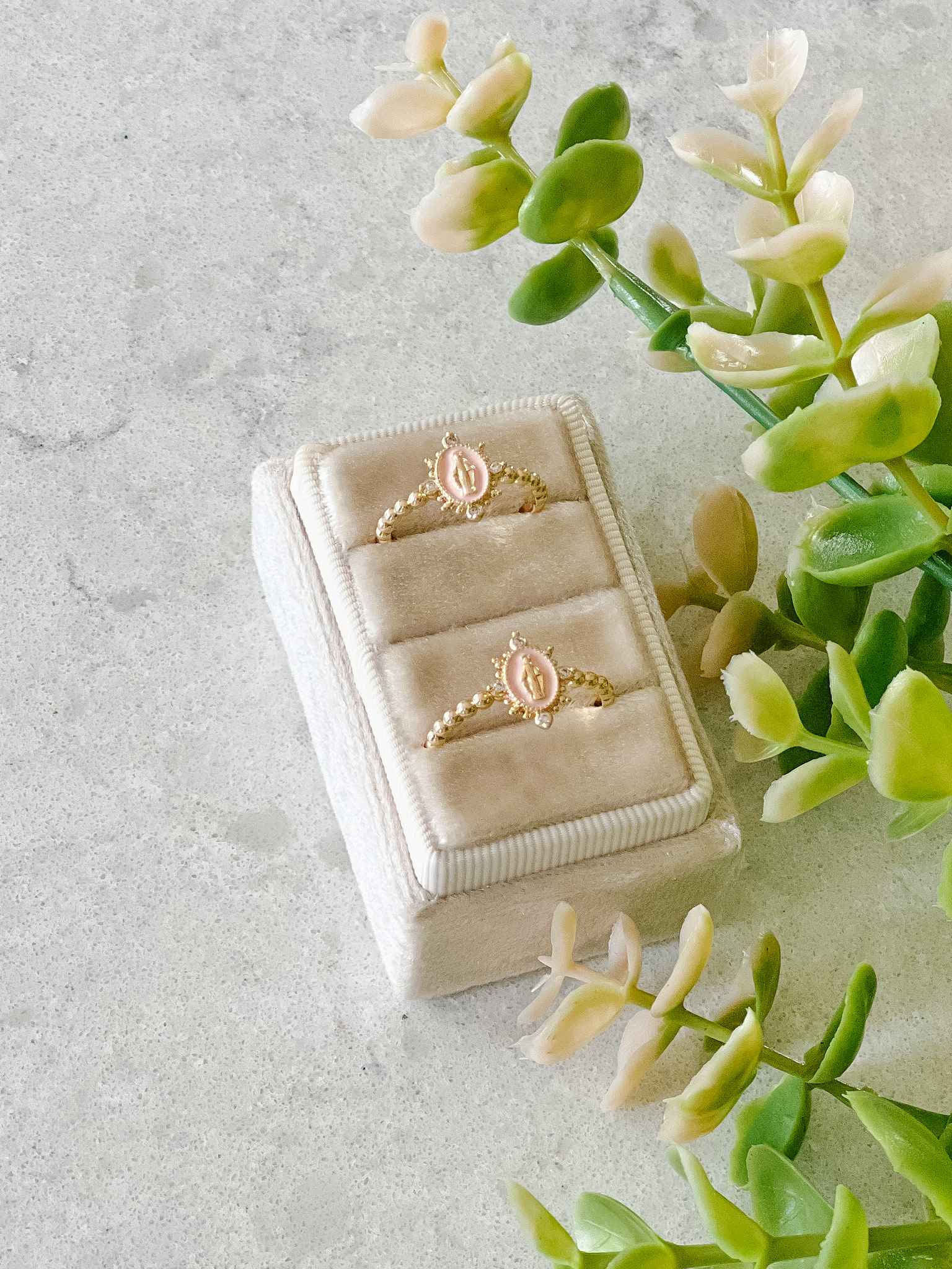 Heavenly Pink Lady Lourdes Ring - Elegant Religious Jewelry for Women, Perfect for Daily Wear, Church & Special Occasions