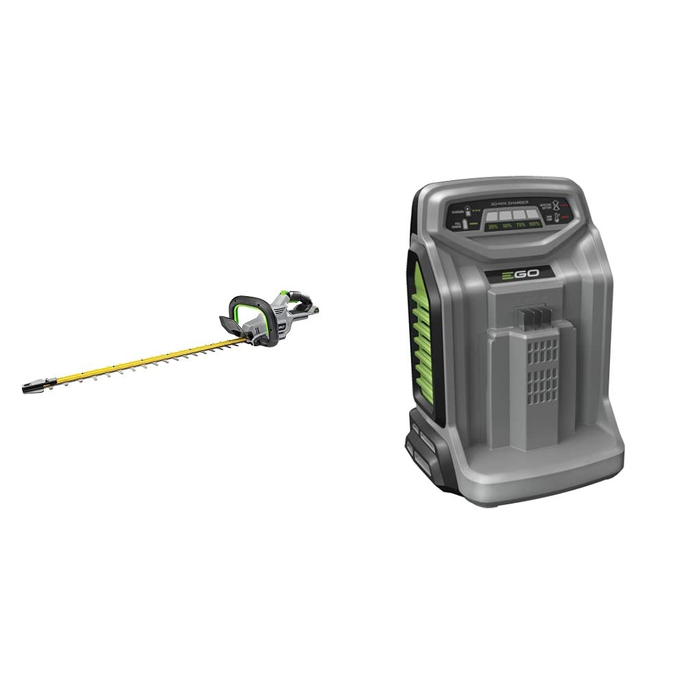 EGO Power+ HT2410 24-Inch Brushless 56V Cordless Hedge Trimmer (Battery & Charger Sold Separately) with CH5500 56V Lithium-Ion Rapid Charger - Perfect for Landscaping, Yard Maintenance & Professional Gardening