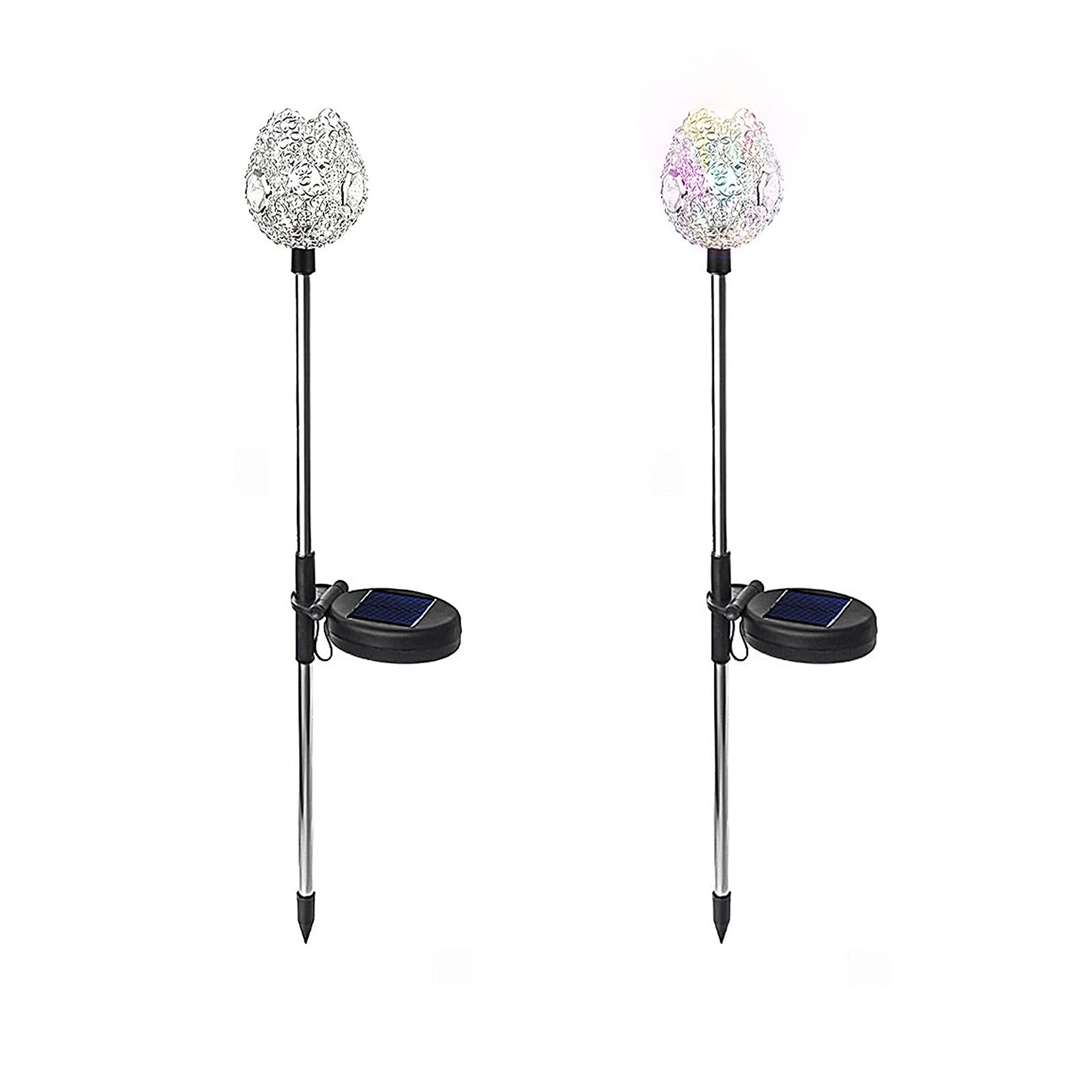 HXRZZG 2 Pack Solar Stake Lights - 24.8 Inch Waterproof Crystal Cup Pathway Lights for Garden Decor, Outdoor Landscape Lighting | Perfect for Walkways, Patios, Driveways & Backyard Decoration