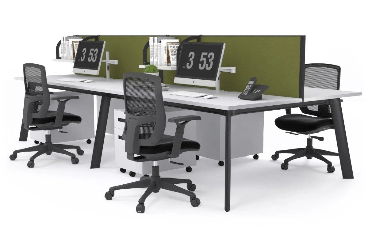 4-Person Workstation with Black Frame - 1800L x 700W Office Desk for Team Collaboration & Productivity | Perfect for Open Offices, Coworking Spaces & Home Offices