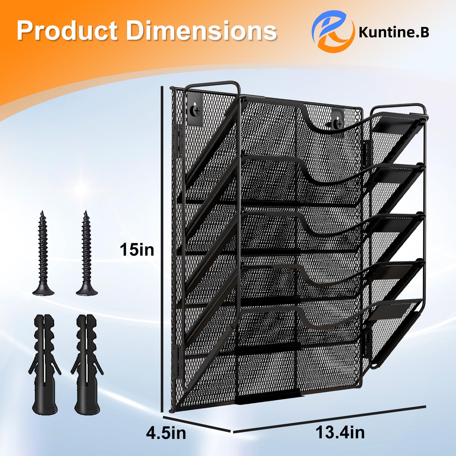 5-Pocket Mesh Wall File Organizer - Hanging File Holder for Mail, Magazines & Documents - Space-Saving Office & Home Organization Solution - Perfect for Desks, Entryways & Home Offices
