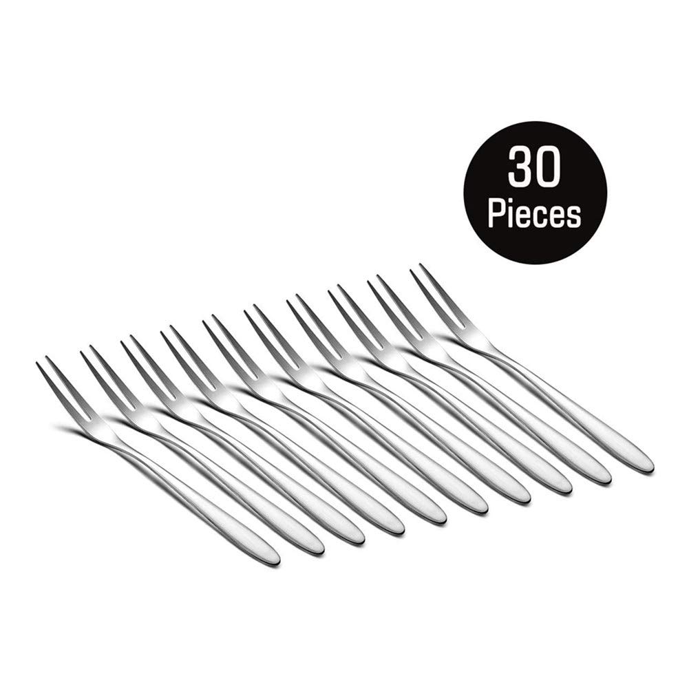 30-Pack Stainless Steel Mini Appetizer Dessert Forks - 5.1 Inch Cocktail Forks Set for Fruit, Salad, Tasting - Perfect for Birthday Parties, Weddings, Restaurants & Home Entertaining