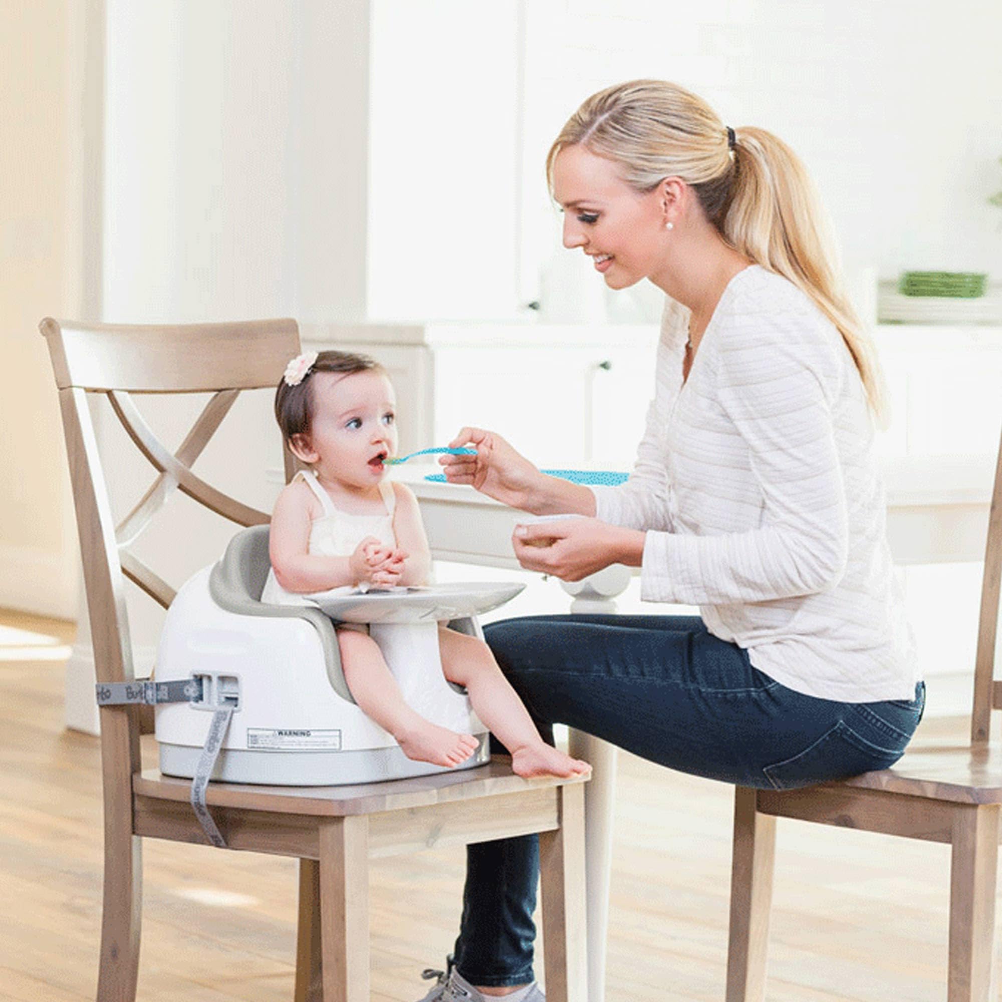 Bumbo 3-in-1 Adjustable Baby High Chair & Booster Seat with Removable Tray & Safety Strap for Toddlers 1-3 Years - Taupe (2 Pack) - Perfect for Feeding, Playtime & Travel