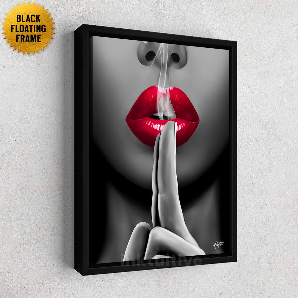 Inktuitive 'Smoldering Kiss' Motivational Canvas Wall Art - 16x12 Inch Black Framed Inspirational Office & Home Decor - Perfect for Living Room, Bedroom or Workspace