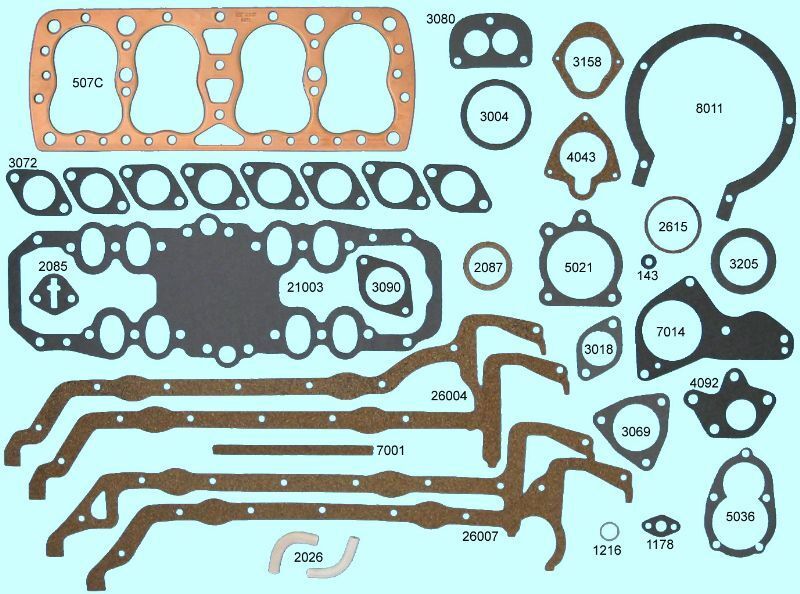 Ford 221 1932 38* 21 Stud Flathead Full Engine Gasket Set with Copper Head Gaskets - Complete Rebuild Kit for Classic Car Restoration & Hot Rod Projects