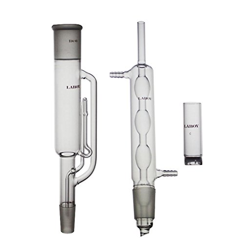 Laboy 34/45 Soxhlet Extractor Kit with Extraction Tube, Allihn Condenser & Thimble - Essential Oil Distillation Apparatus, Organic Chemistry Lab Glassware for Home DIY, Herbal Extraction & Research Labs