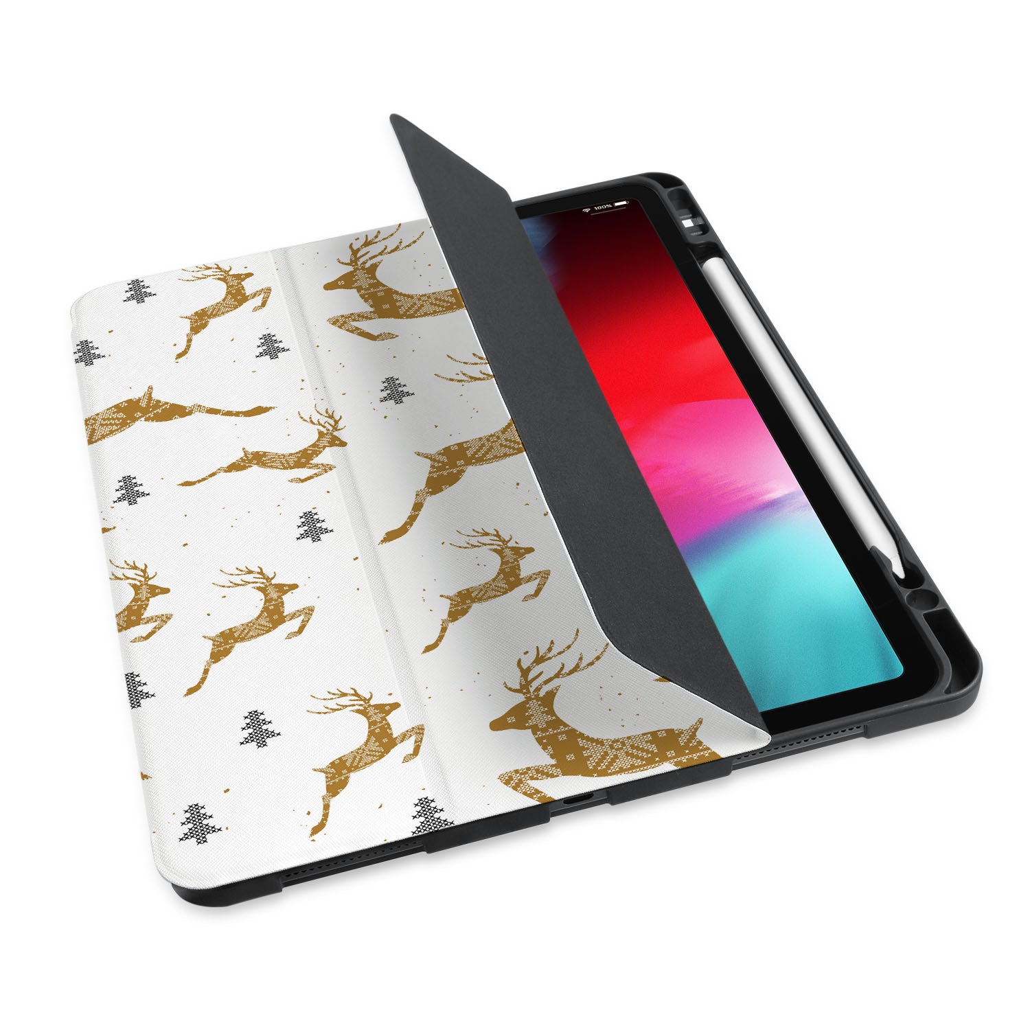 Premium iPad Trifold Case with Auto Sleep/Wake - Slim Protective Cover for iPad 6/7/8/9/10 (10.2/10.5/10.9 inch) - Perfect for Work, School & Travel Gifts (Christmas Edition)