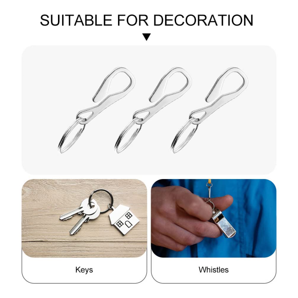 4-Pack Stainless Steel Keychain Clips with Carabiner Hooks - Durable Key Rings for Keys, Outdoor Gear & Hanging Accessories - Perfect for Home, Office, Camping and Travel Organization