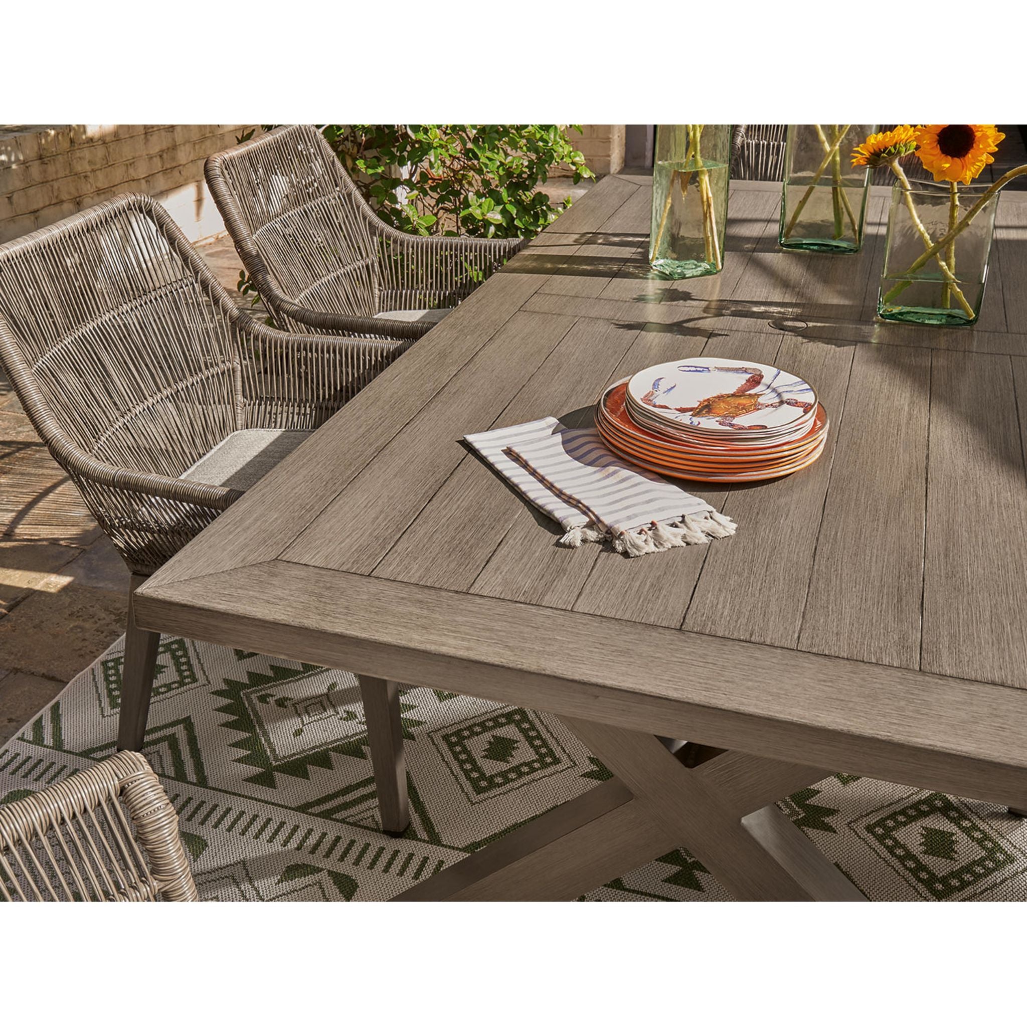 Beachfront Outdoor Rectangle Dining Table - Weather-Resistant Beige Patio Furniture for Poolside, Garden, and Backyard Dining