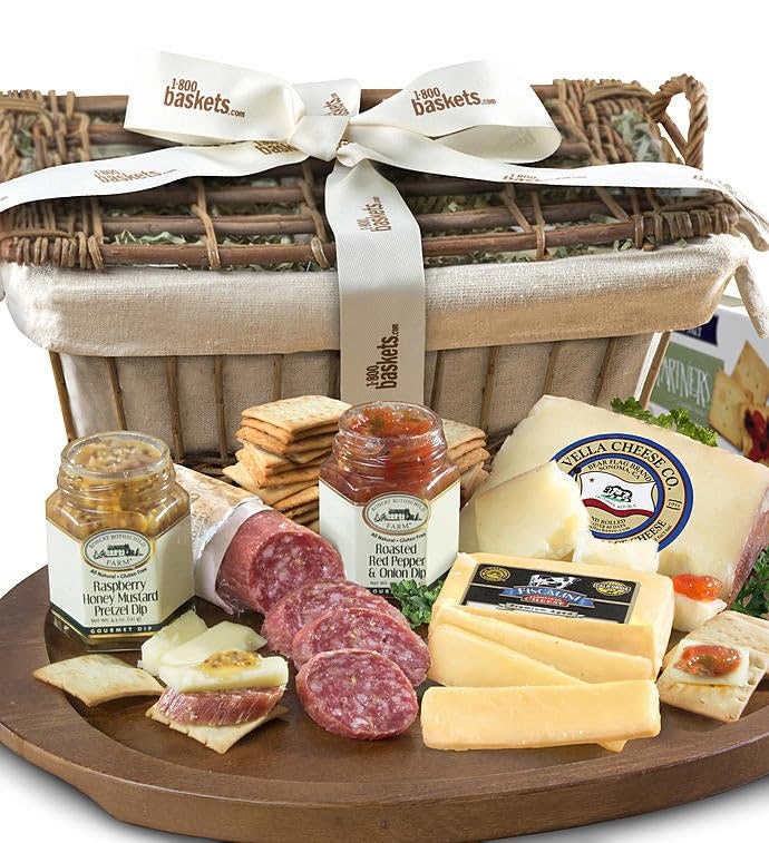 Epicurean Meat & Cheese Gift Basket - Premium Gourmet Food Gifts for Parties, Charcuterie Board & Entertaining Platter | Perfect for Holidays, Corporate Gifts & Special Occasions
