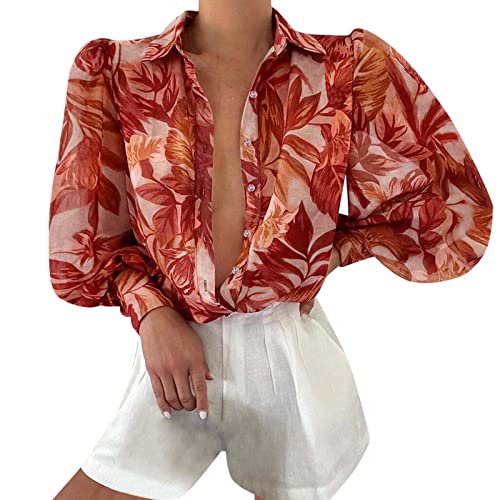 Women's Sexy Long Sleeve Printed Shirt Cardigan - Casual Chic Blouse for Layering with Leggings | Perfect for Office Wear, Date Night & Fall Fashion Outfits