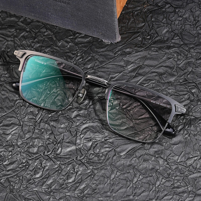 Stylish Black Unisex Titanium Square Full Rim Eyeglasses 1405 - Perfect for Reading, Work & Everyday Fashion
